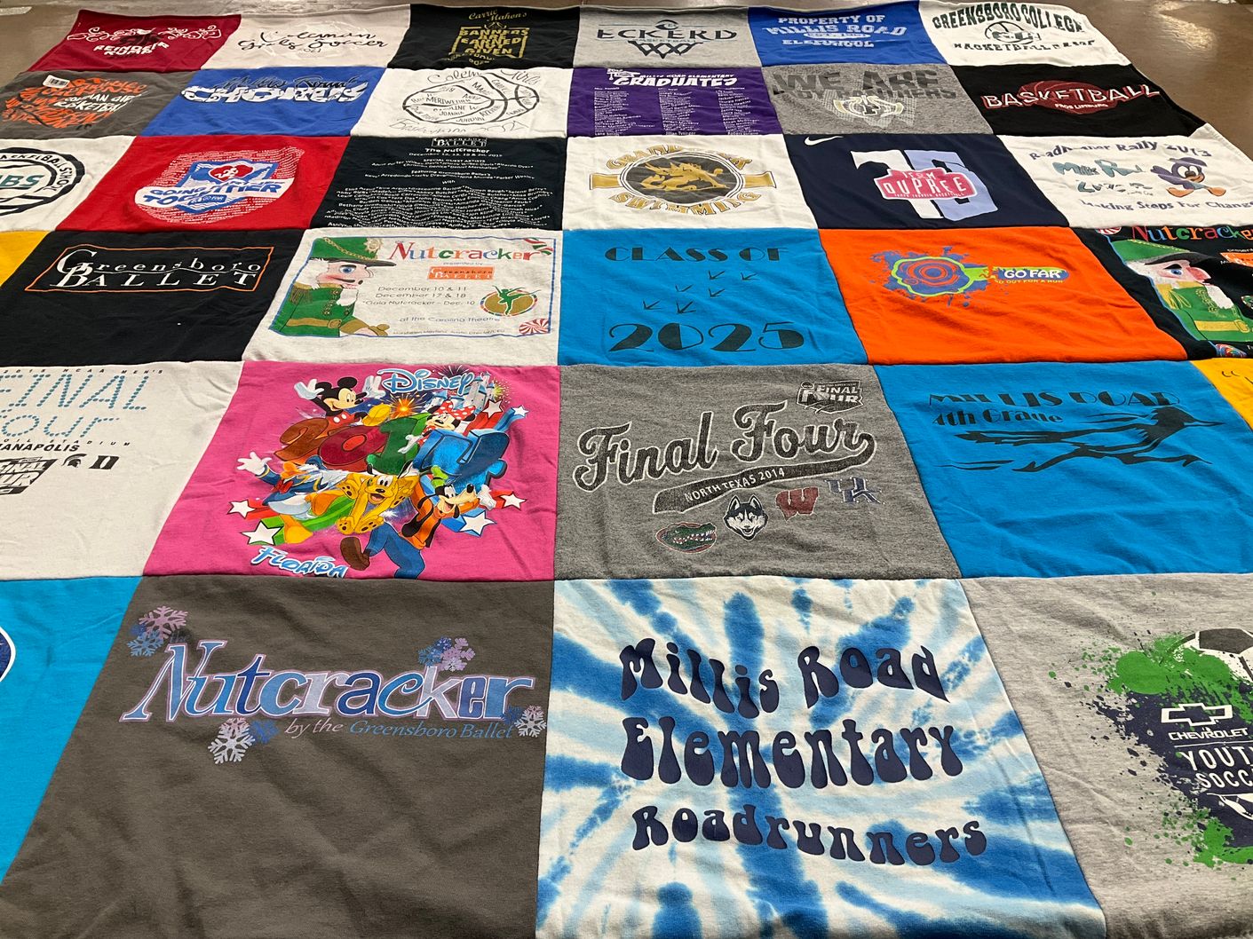 T-shirt quilt featuring duke university, university of connecticut by Julie from FL