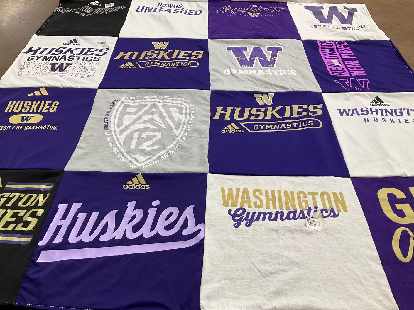 T-shirt quilt featuring washington huskies gymnastics by Taylor from WA