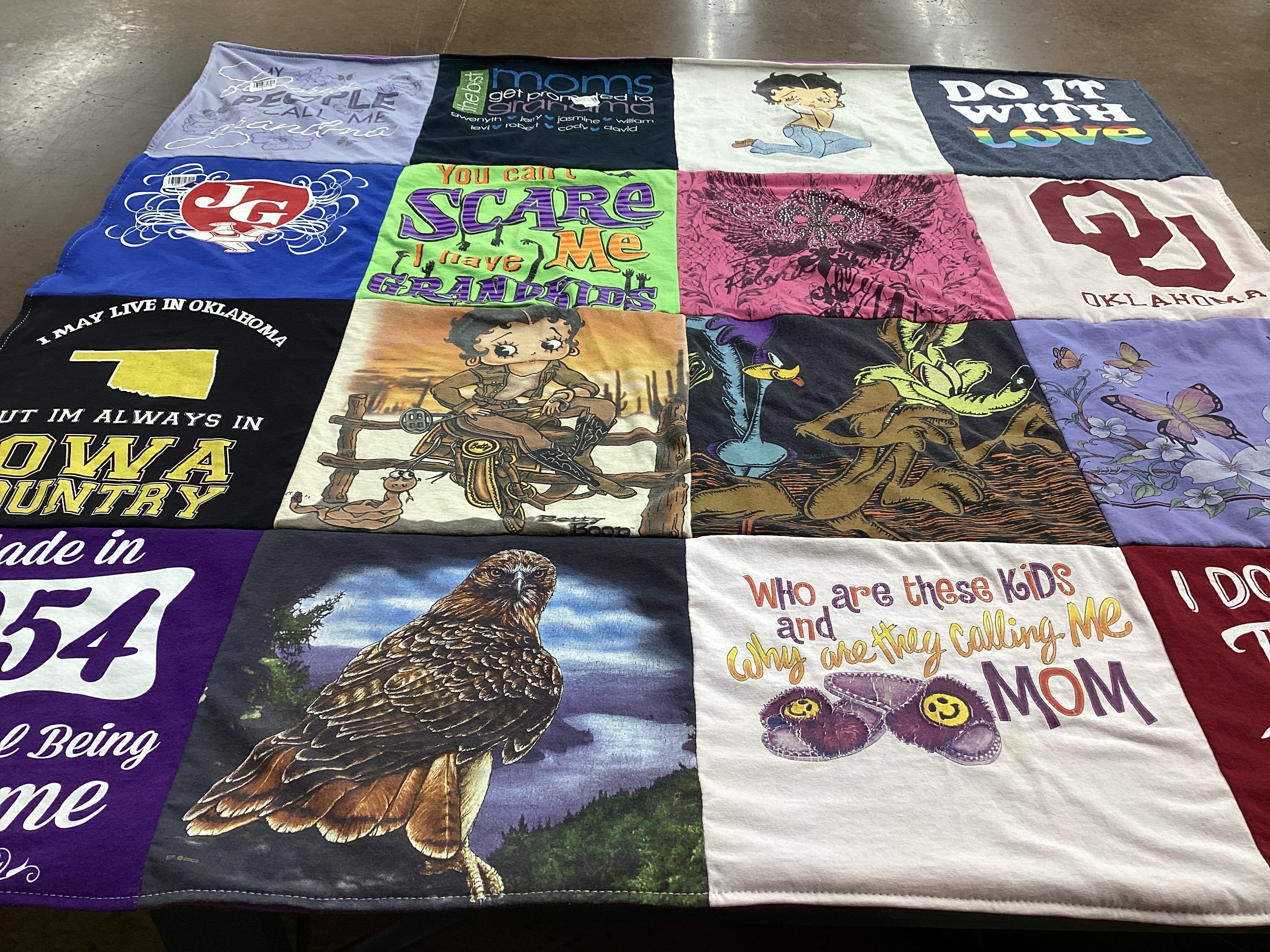 T-shirt quilt from university of oklahoma by Crystal from OK