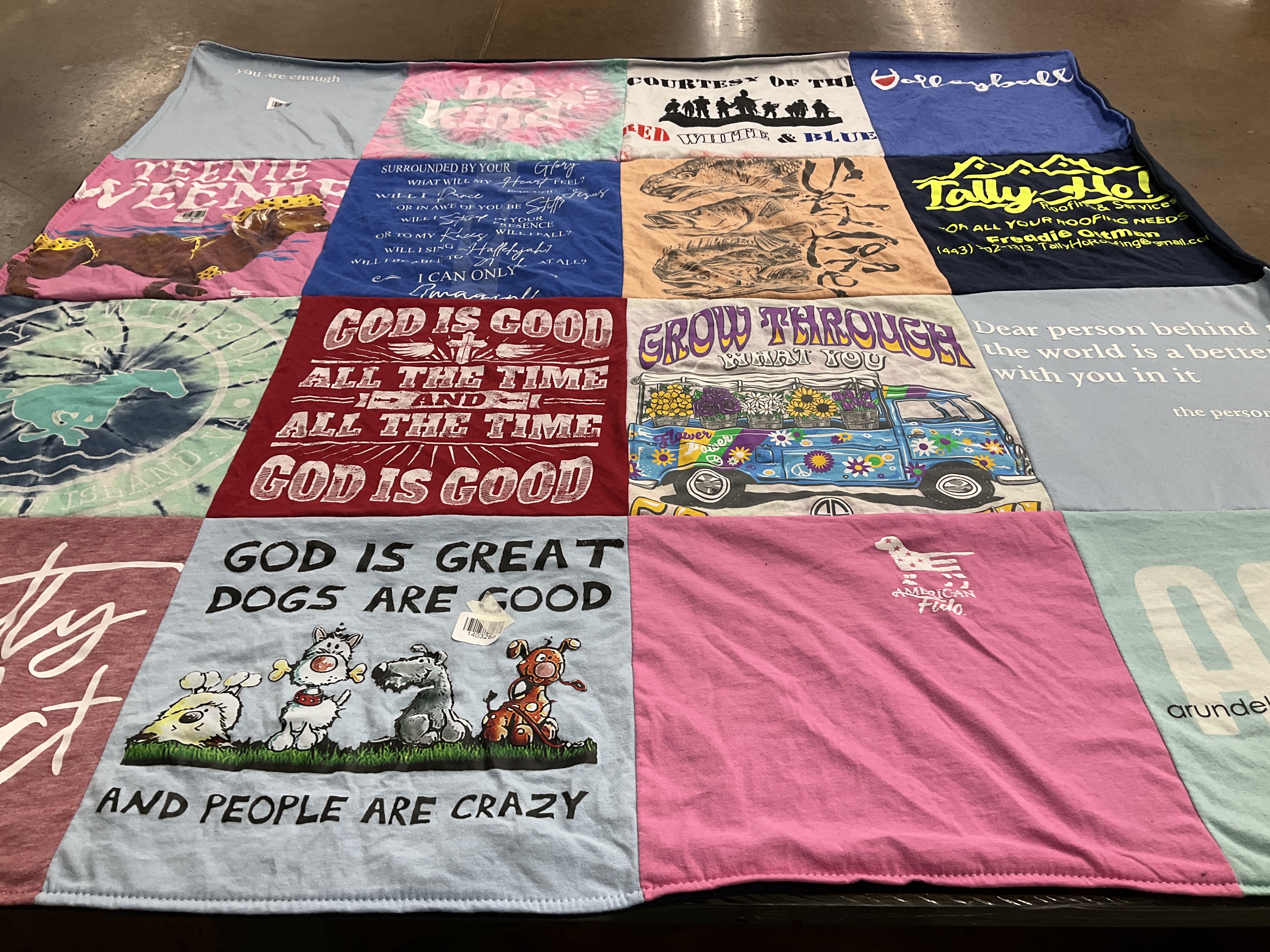 T-shirt quilt with faith, pets themes by Marlene from VA