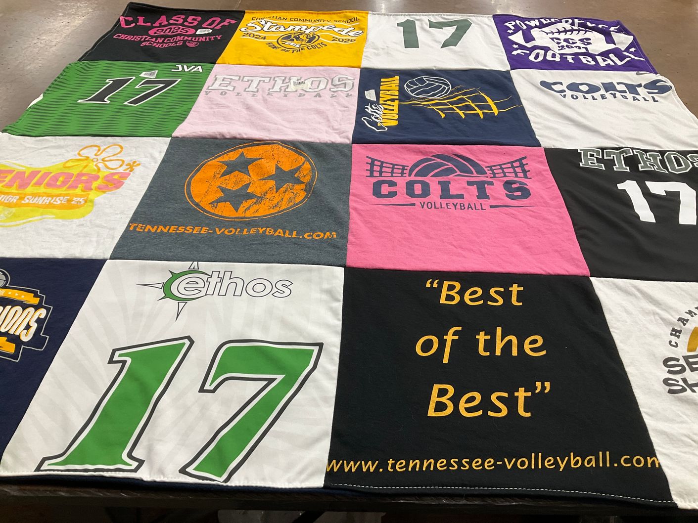 T-shirt quilt featuring colts volleyball by Shelly from TN