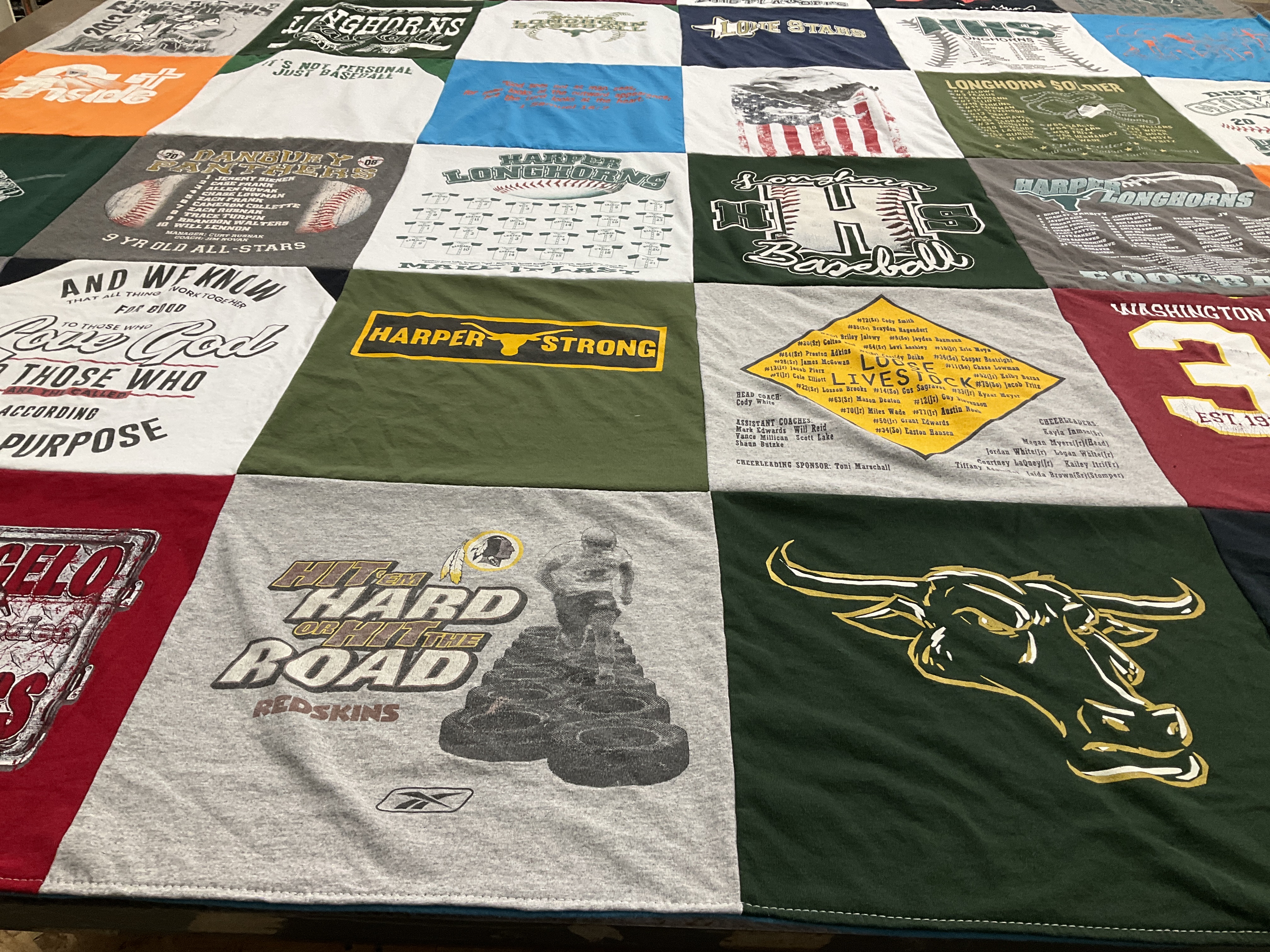 T-shirt quilt featuring longhorn high school baseball, danbury panthers by Melody from TX