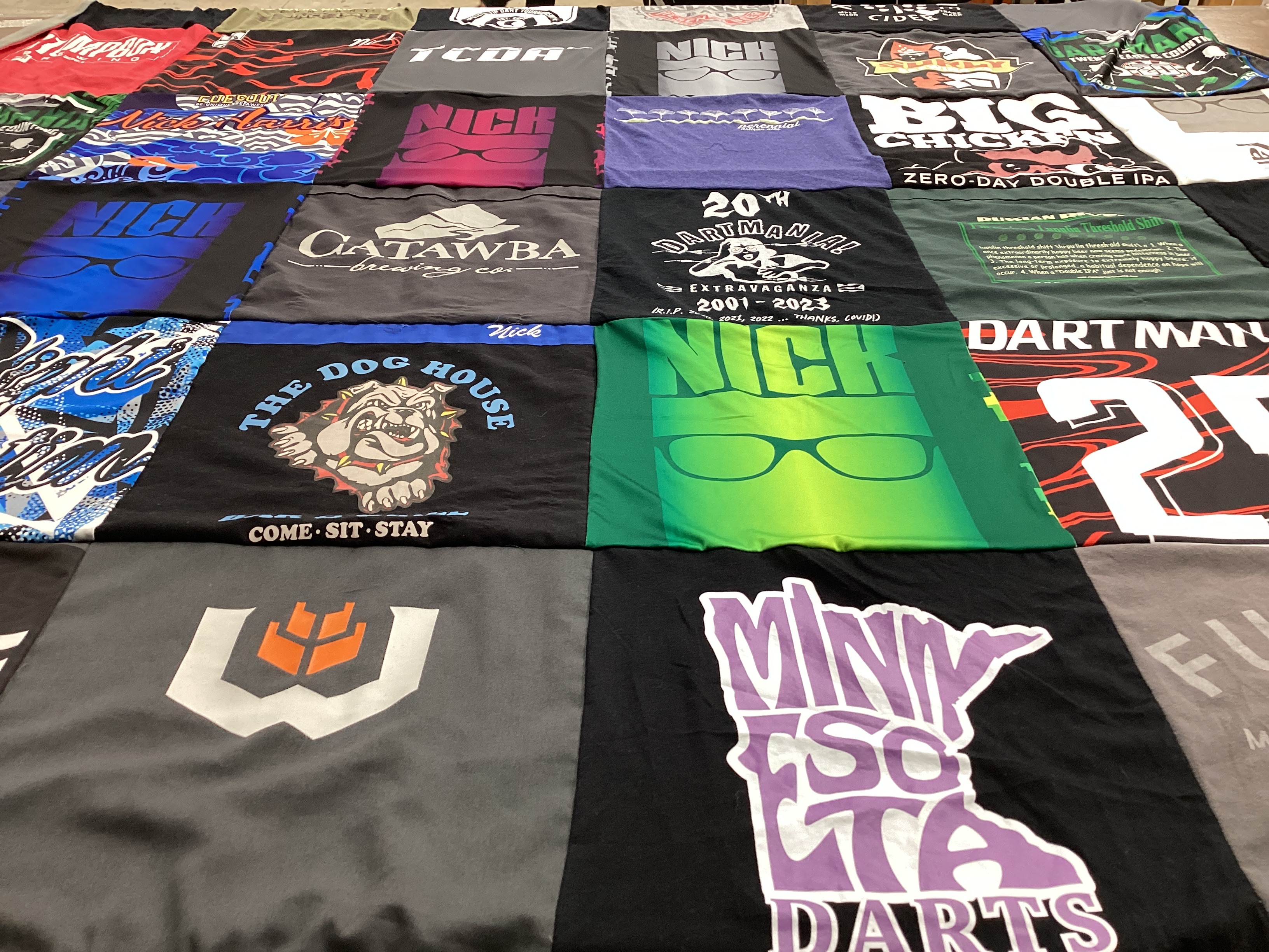 T-shirt quilt with brewing, darts themes by Nicholas from MN