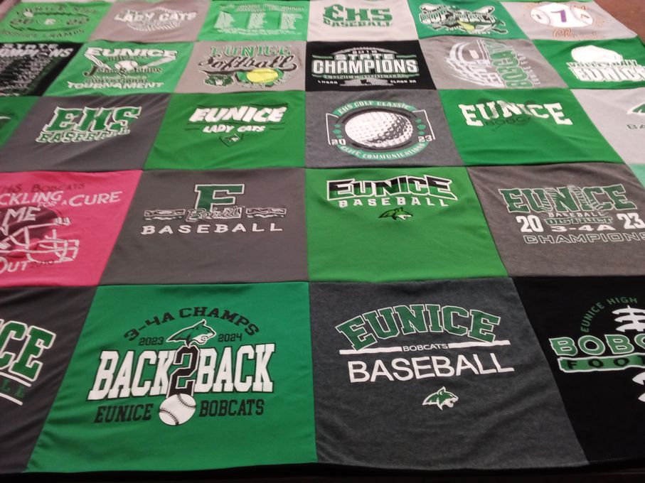 T-shirt quilt featuring eunice bobcats baseball by Kevin from LA
