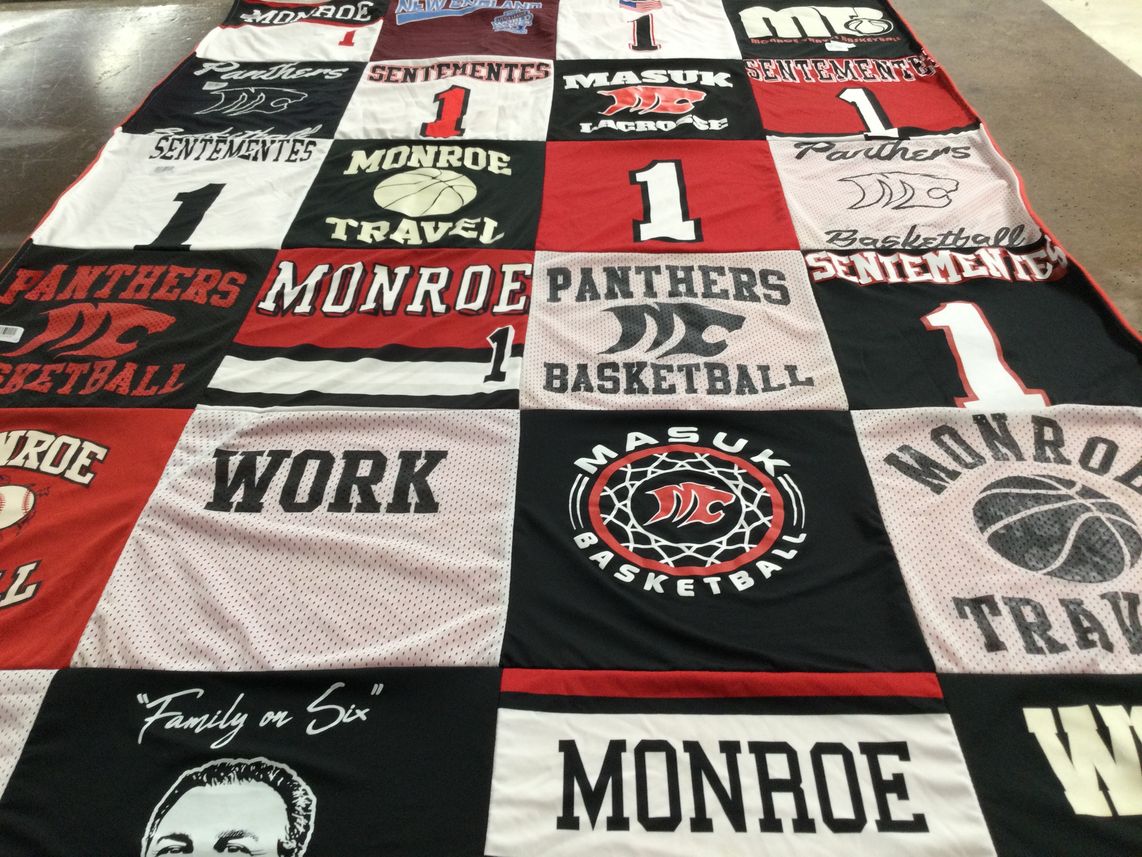 T-shirt quilt featuring masuk high school, panthers basketball by Denise from CT