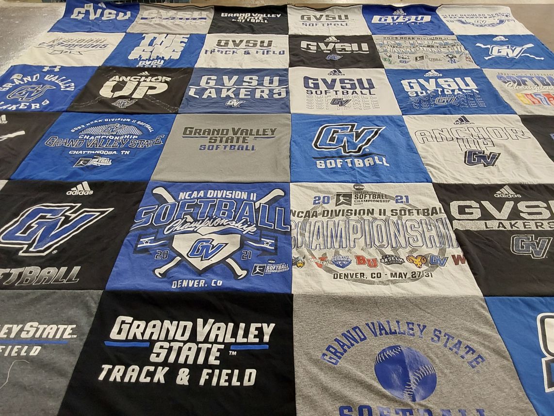 T-shirt quilt featuring grand valley state university lakers by Hannah from MI