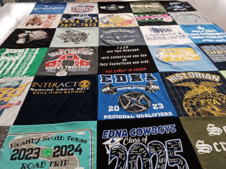 T-shirt quilt featuring edna high school powerlifting team by Justine from TX