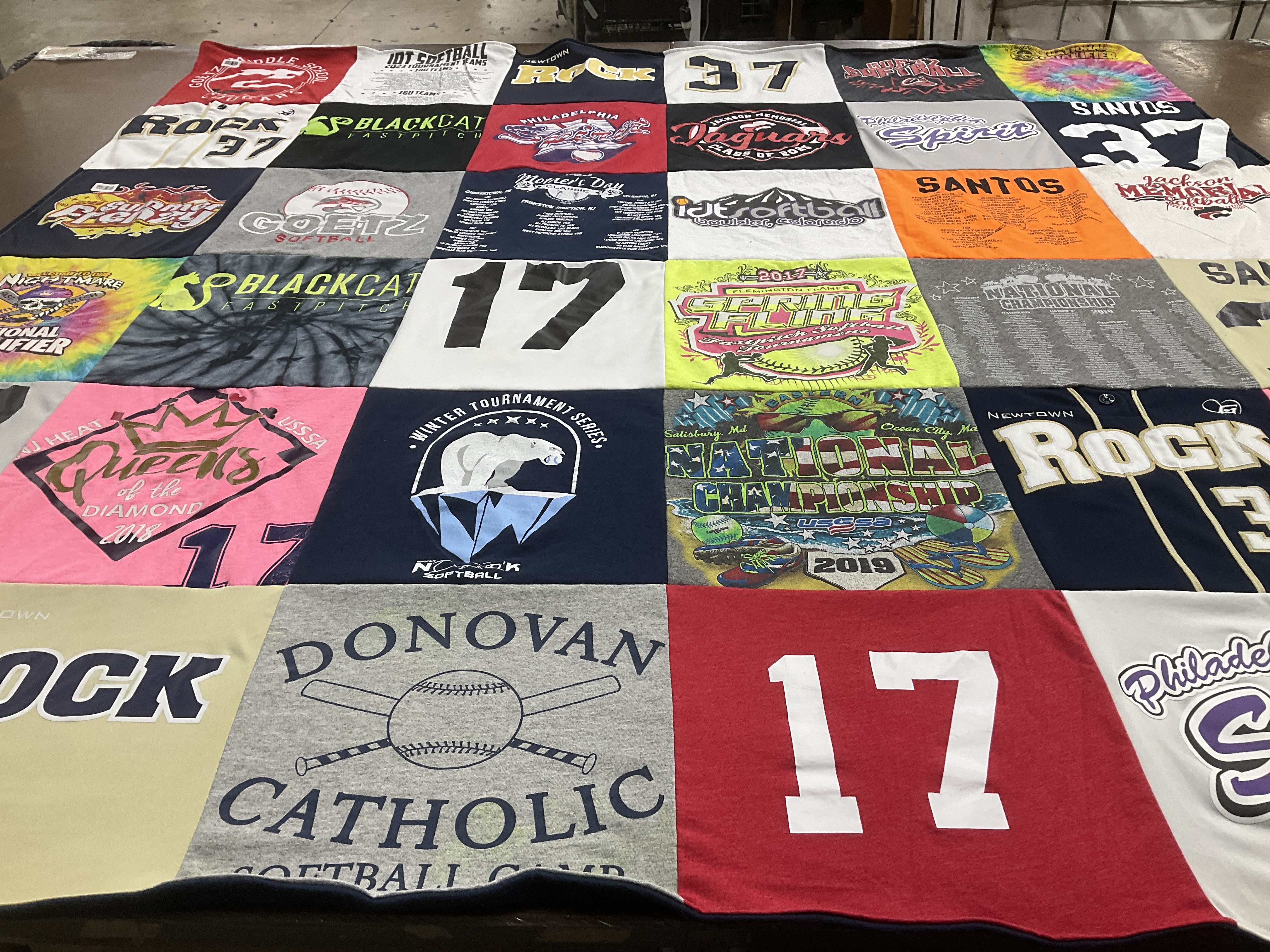 T-shirt quilt featuring newtown rock softball by Eleftheria from NJ