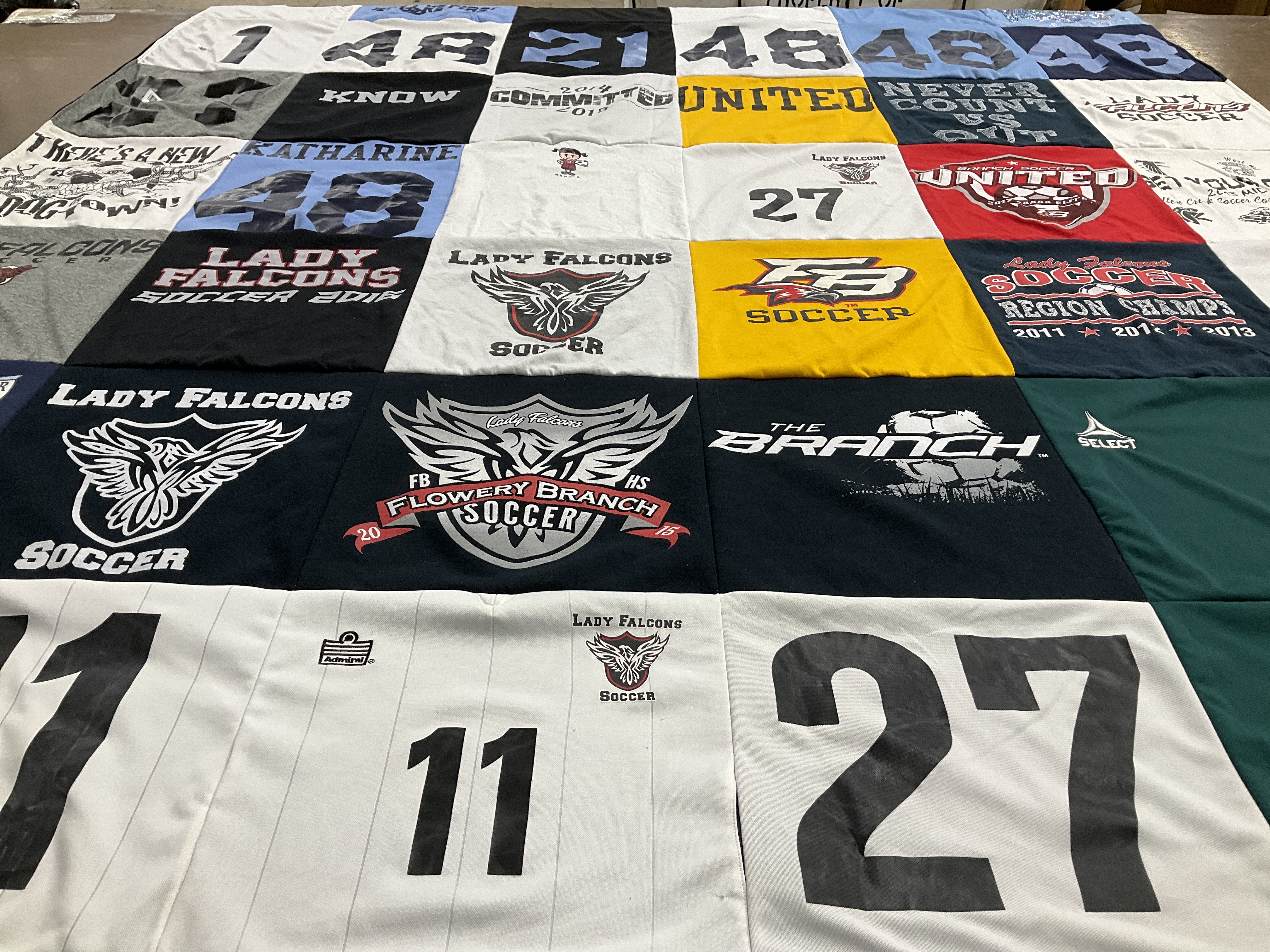 T-shirt quilt featuring lady falcons soccer by Katharine from GA