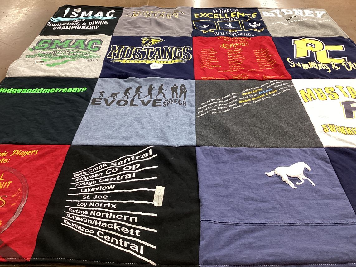T-shirt quilt featuring mustangs by Cherie from TX