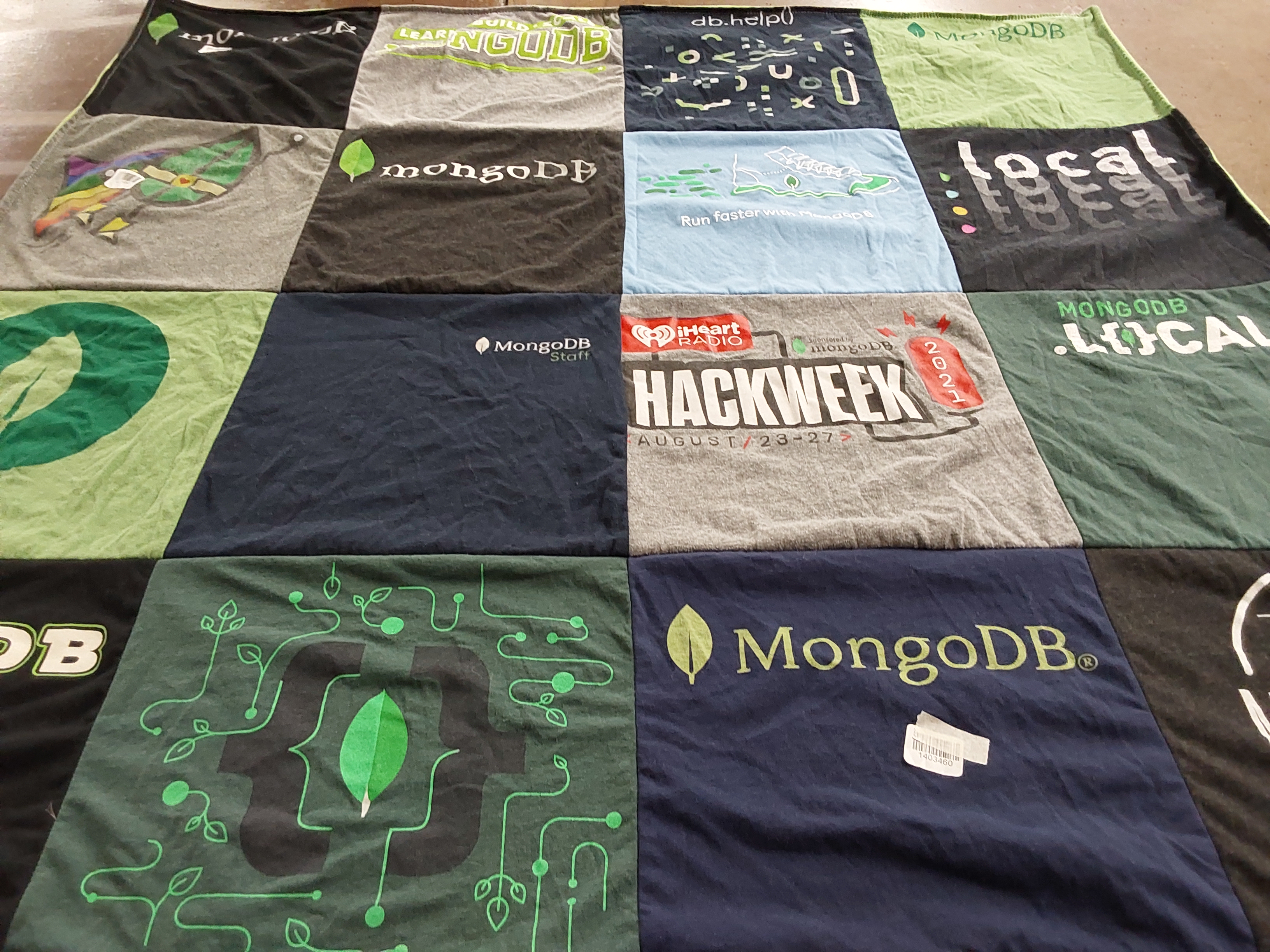 T-shirt quilt with programming, technology themes by Amanda from NJ