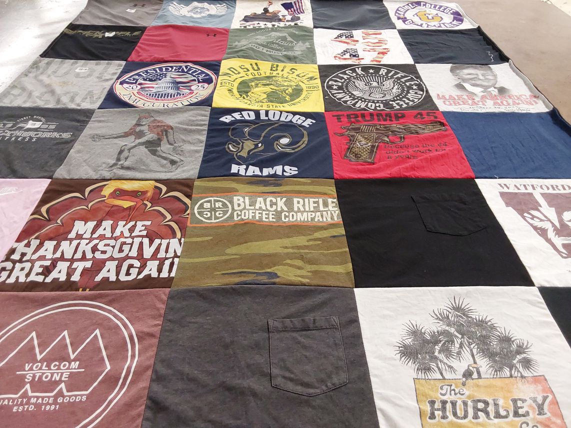 T-shirt quilt featuring rams by Messina from MN