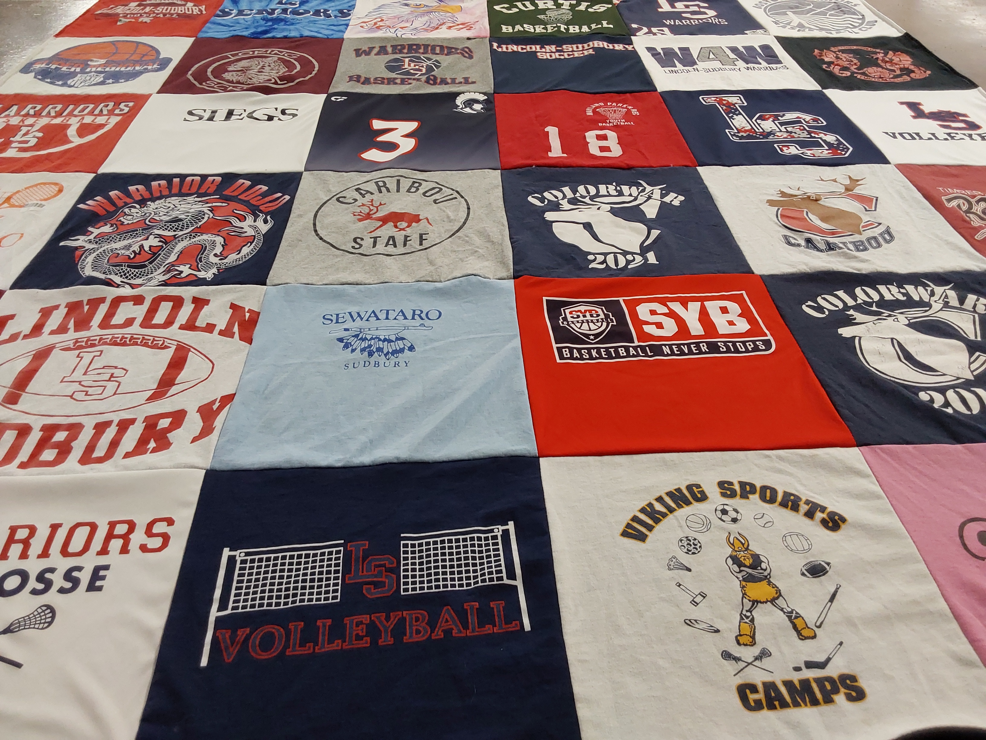 T-shirt quilt featuring lincoln-sudbury warriors by Jennifer from MA