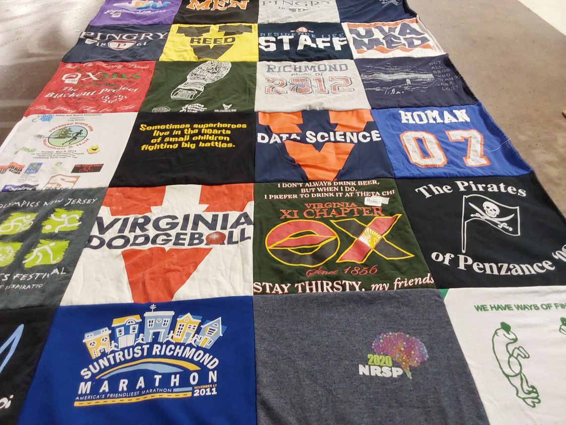 T-shirt quilt featuring virginia dodgeball team by Elizabeth from PA