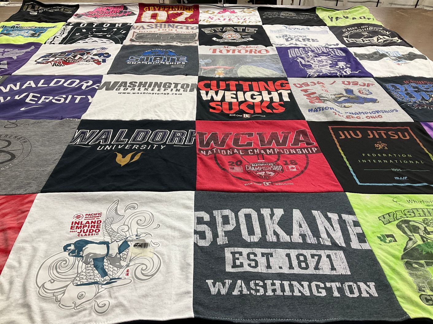 T-shirt quilt from waldorf university, washington state university by Akina from ID