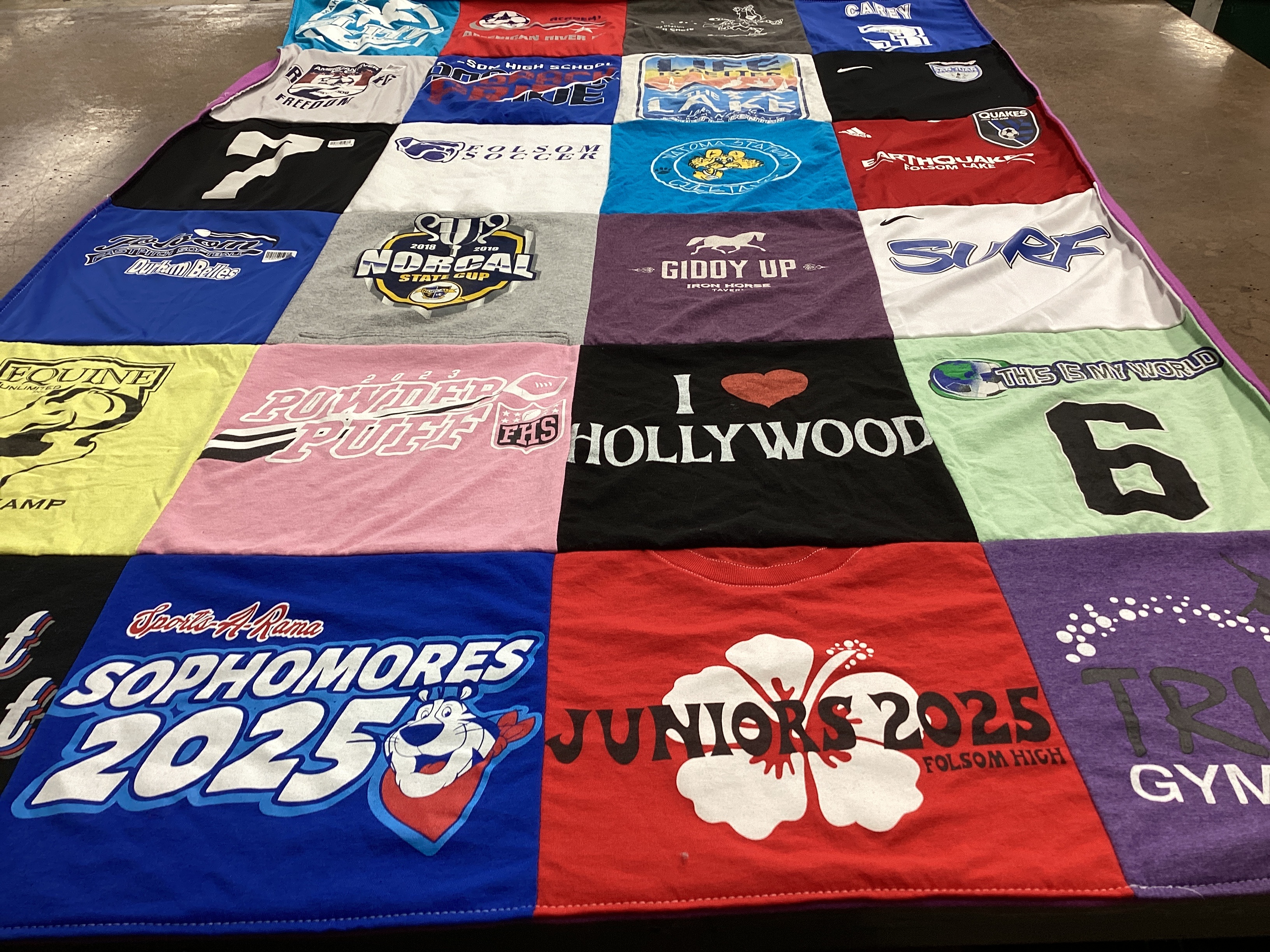 T-shirt quilt from folsom high school by Kori from CA