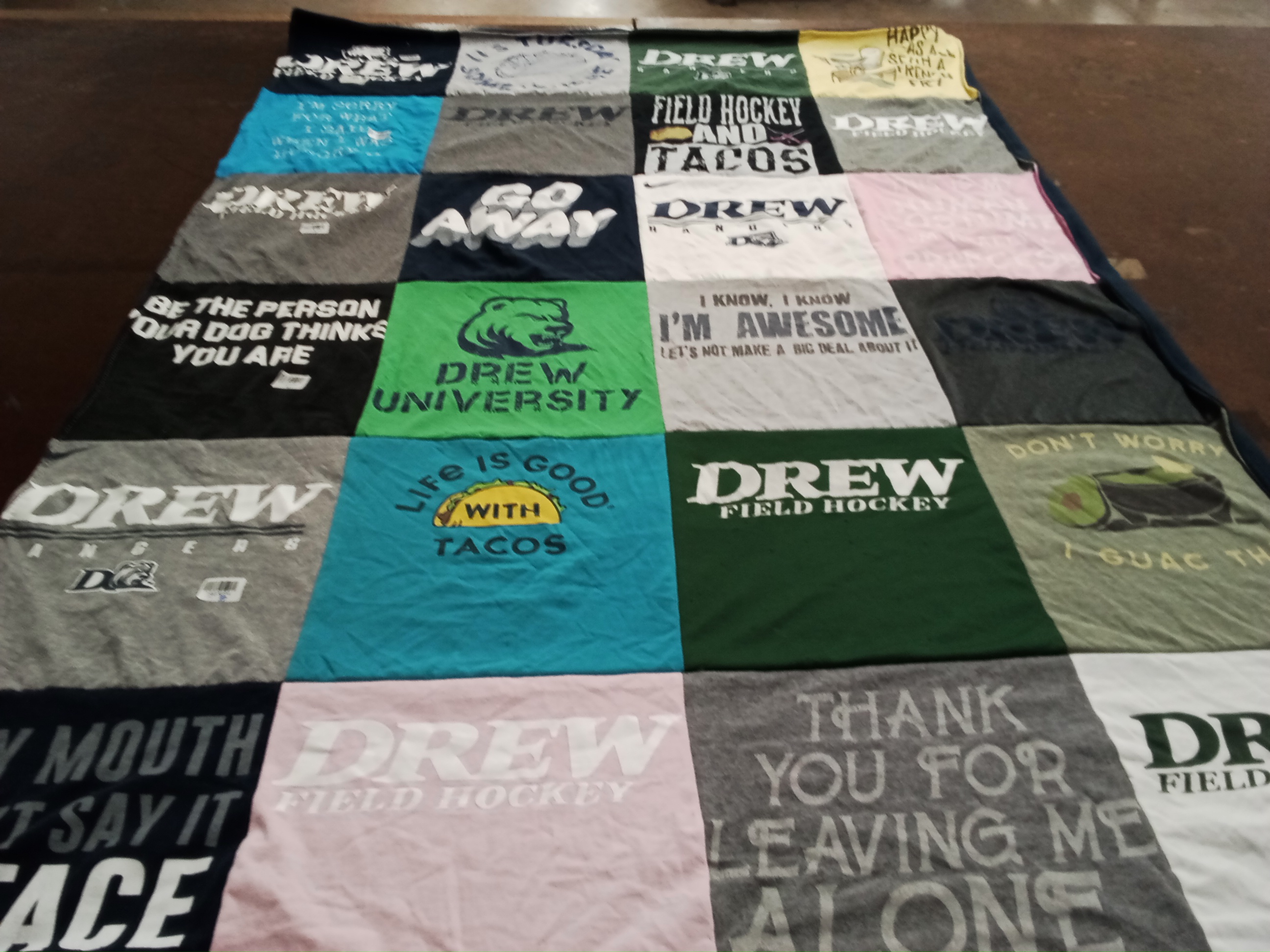 T-shirt quilt featuring drew field hockey by Debra from NJ