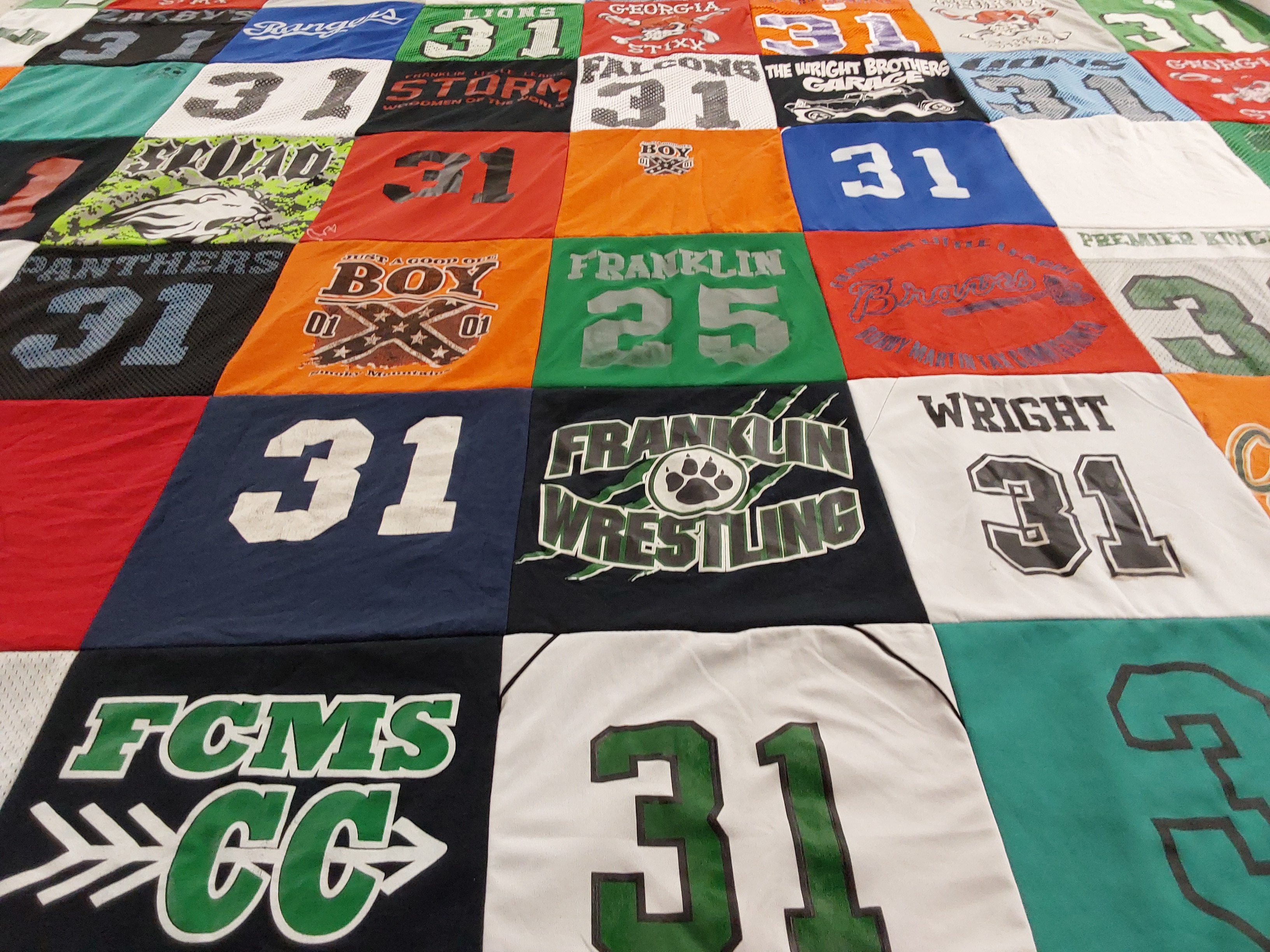 T-shirt quilt from franklin high school, fcms by Beverly from GA