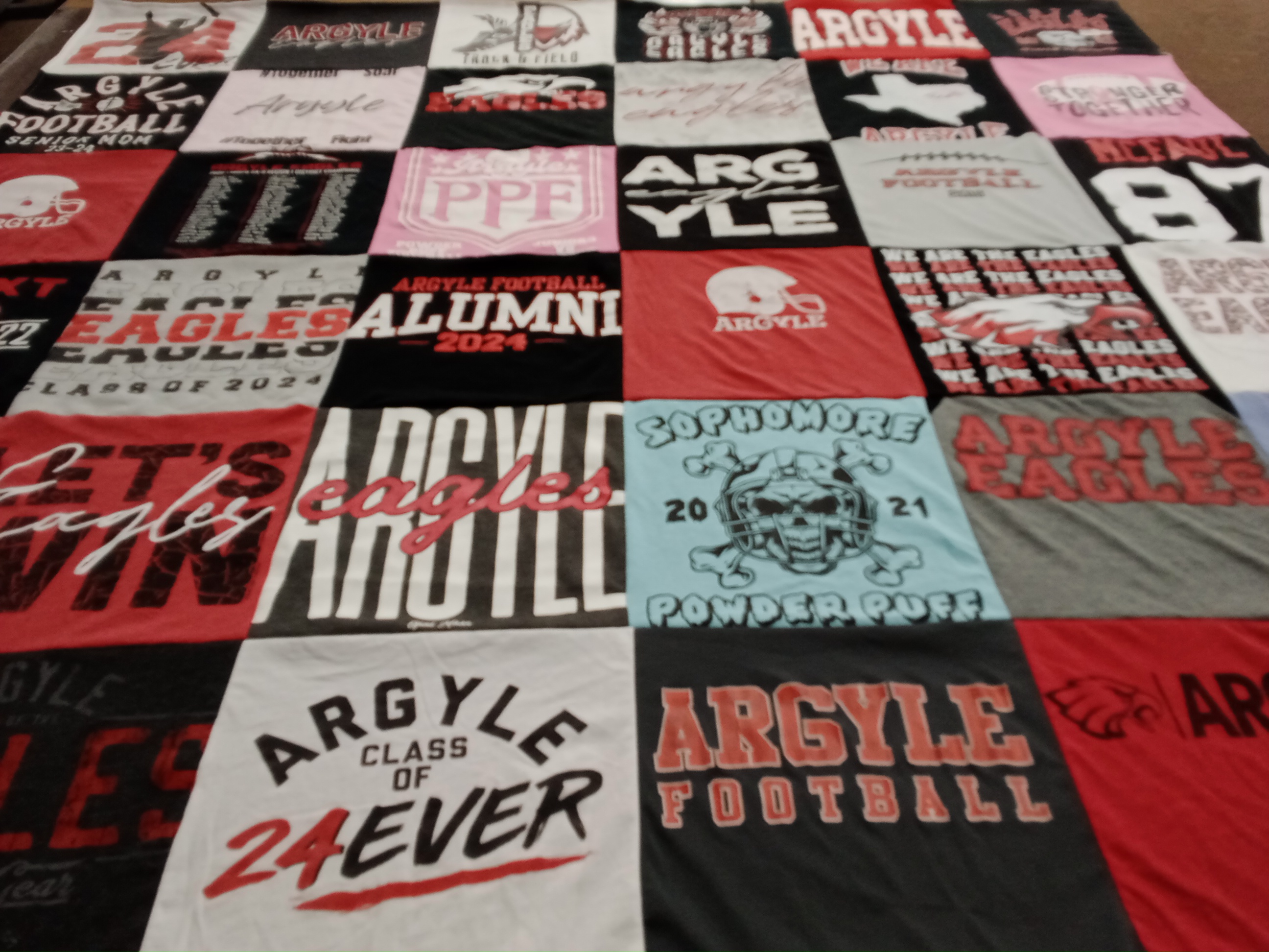 T-shirt quilt featuring argyle eagles football team by Angie from TX