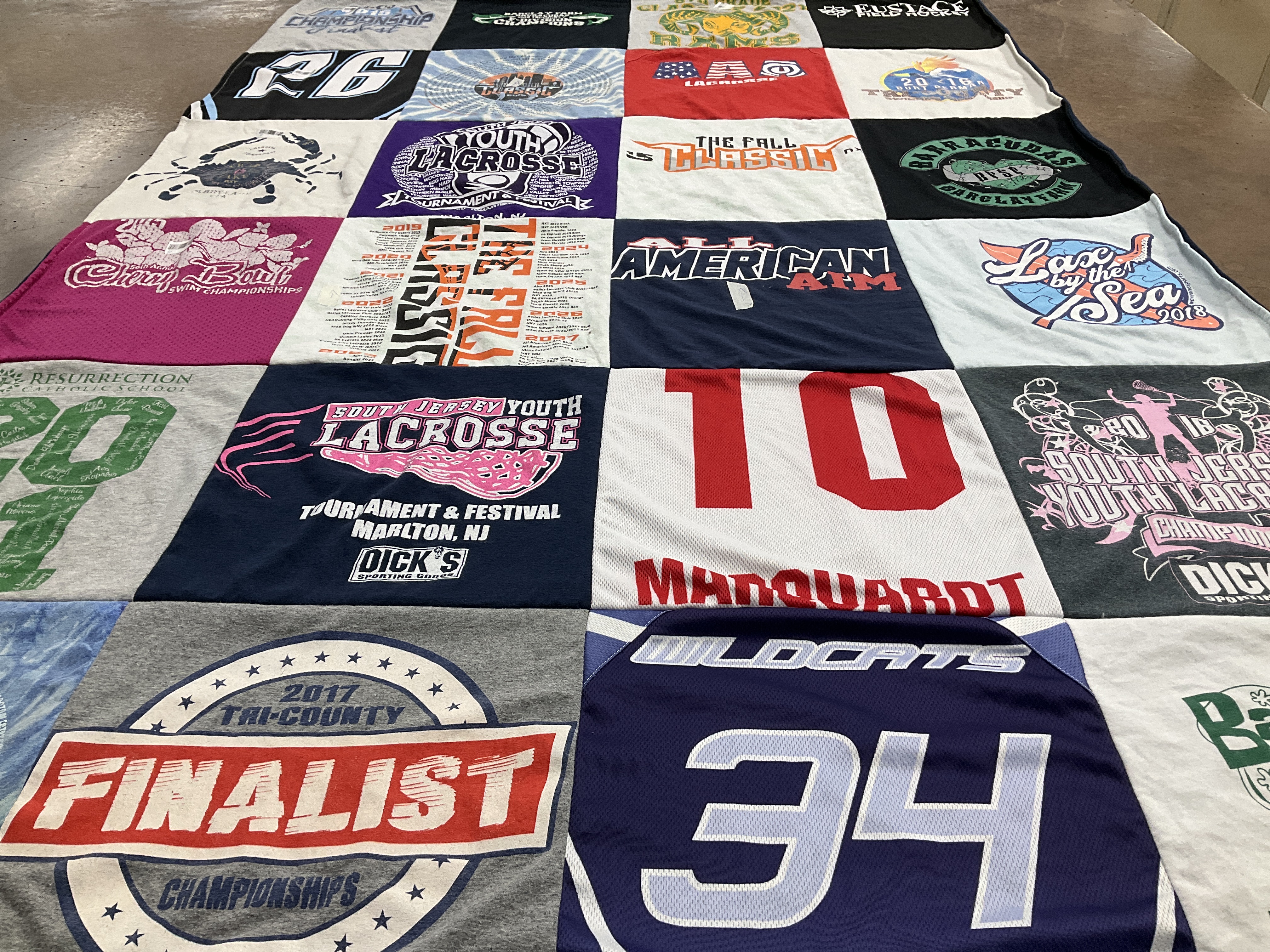 T-shirt quilt featuring wildcats by Rebecca from NJ