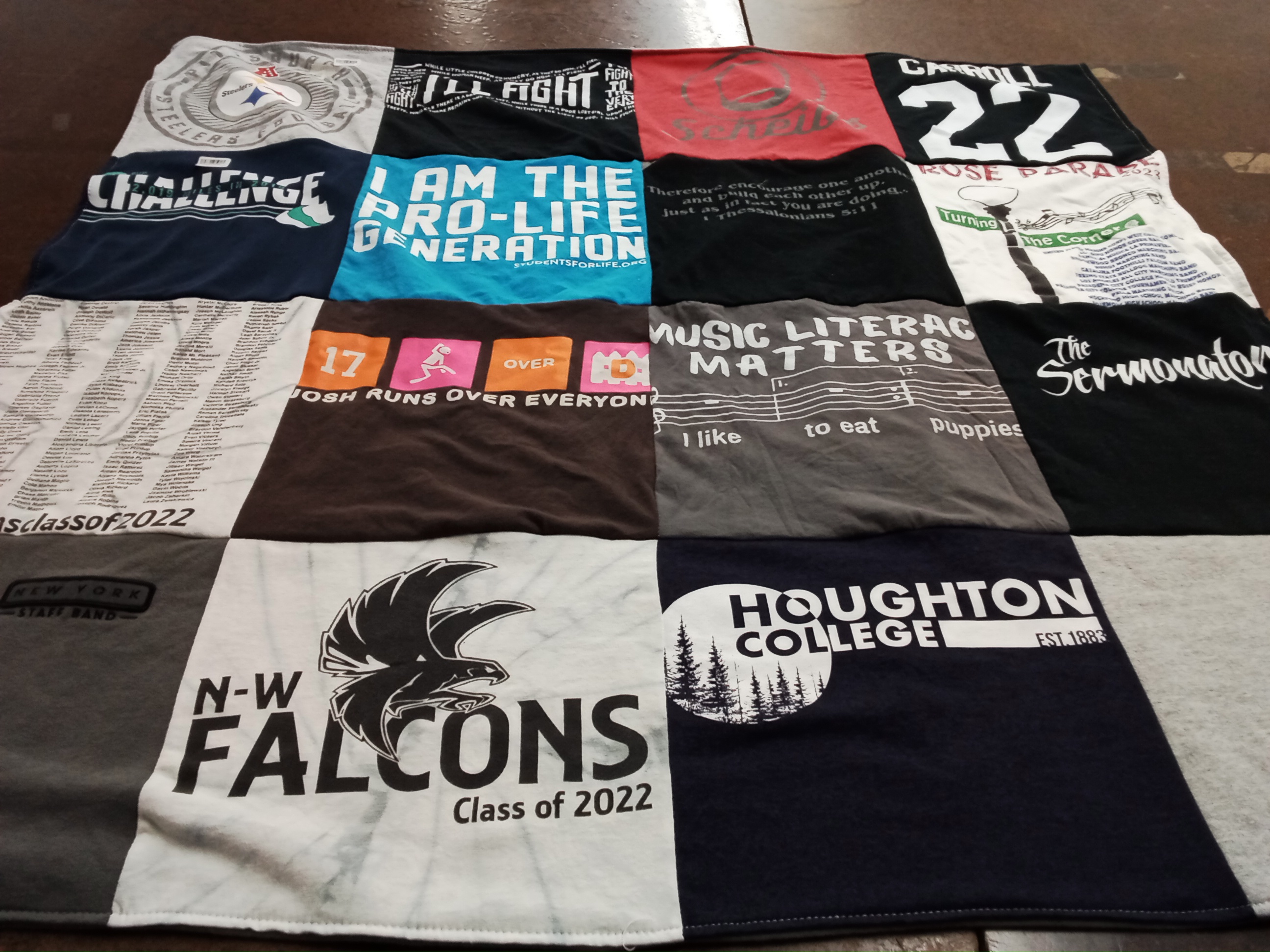 T-shirt quilt featuring n-w falcons by Delia from NY