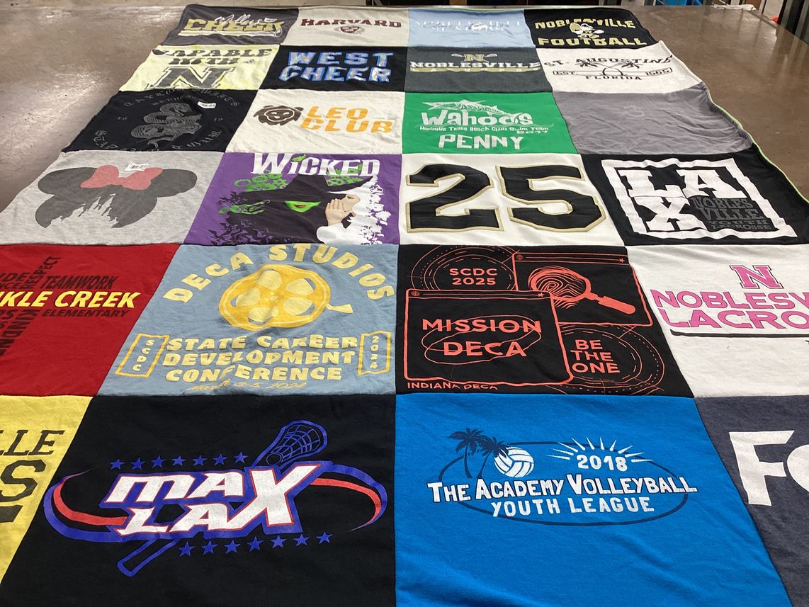 T-shirt quilt featuring noblesville football, noblesville lacrosse by Annie from IN