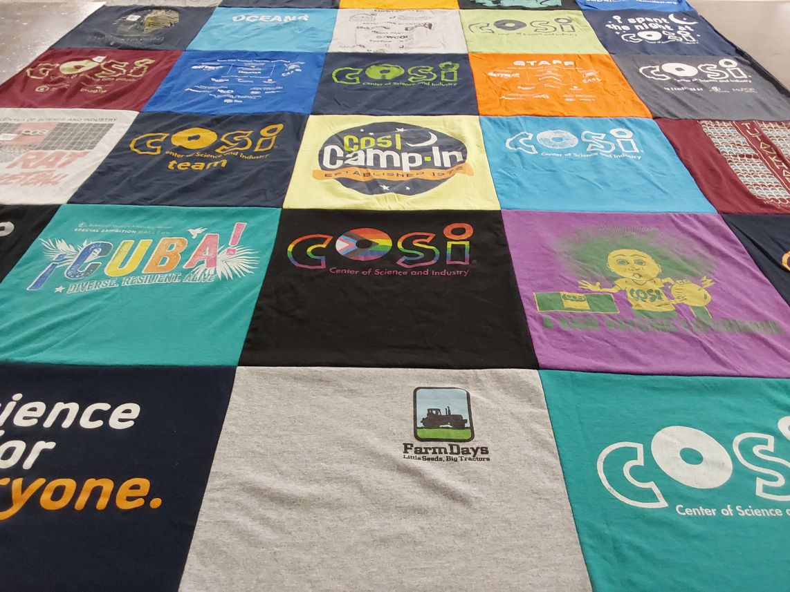 T-shirt quilt with science, education themes by Tammy from OH