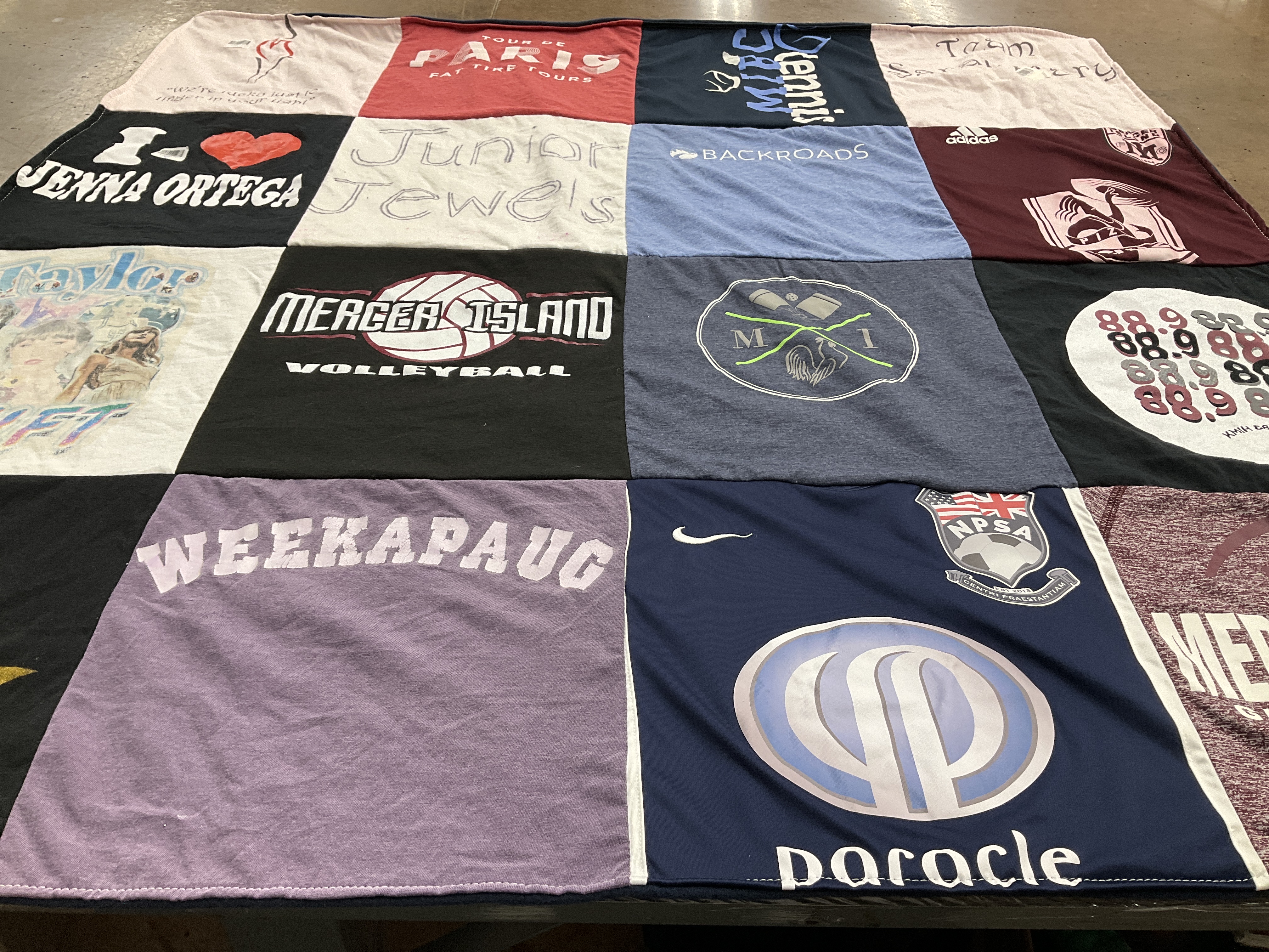 T-shirt quilt featuring mercer island volleyball team by Perry from WA