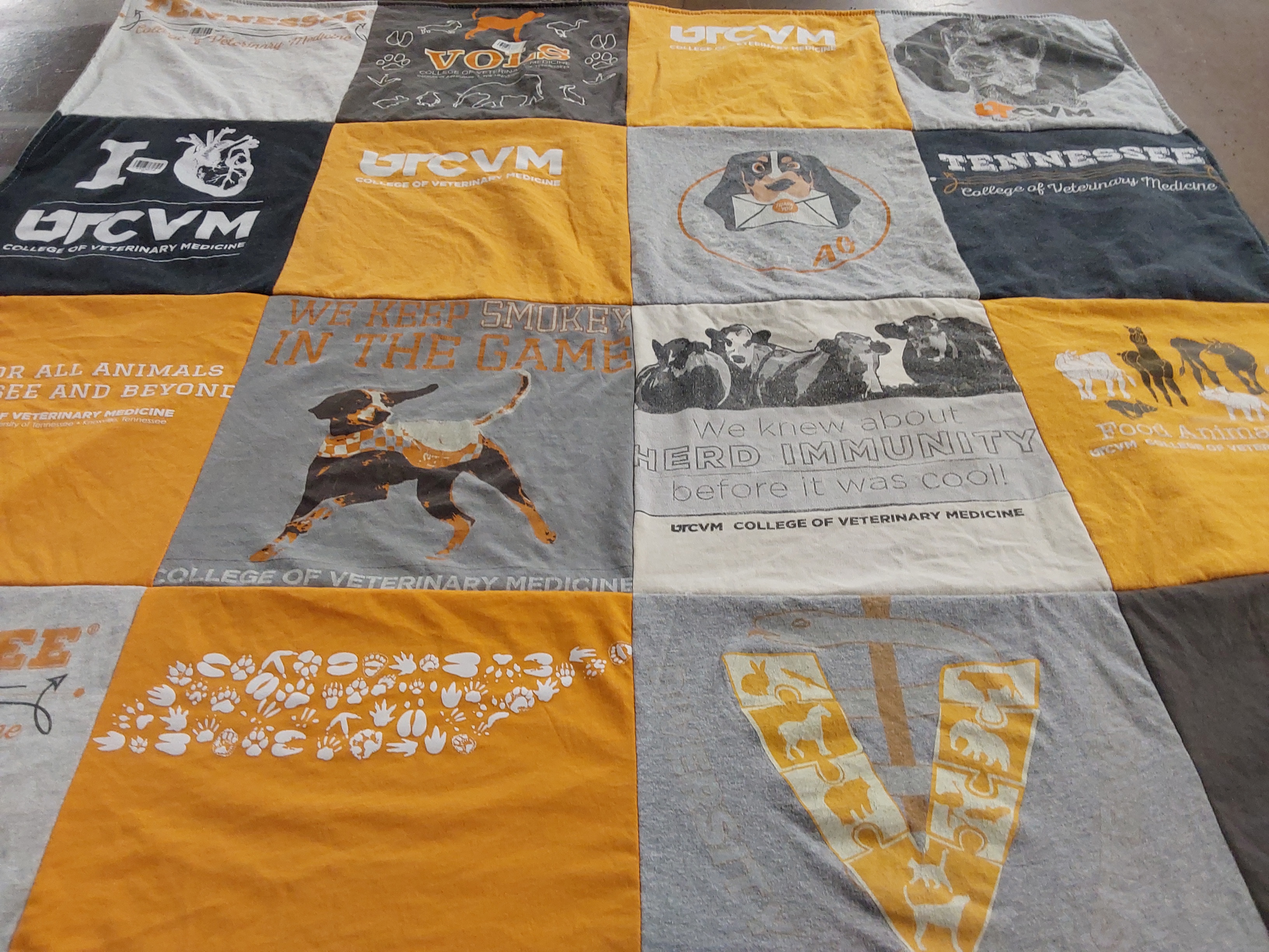 T-shirt quilt from university of tennessee college of veterinary medicine by Kaylor from TN