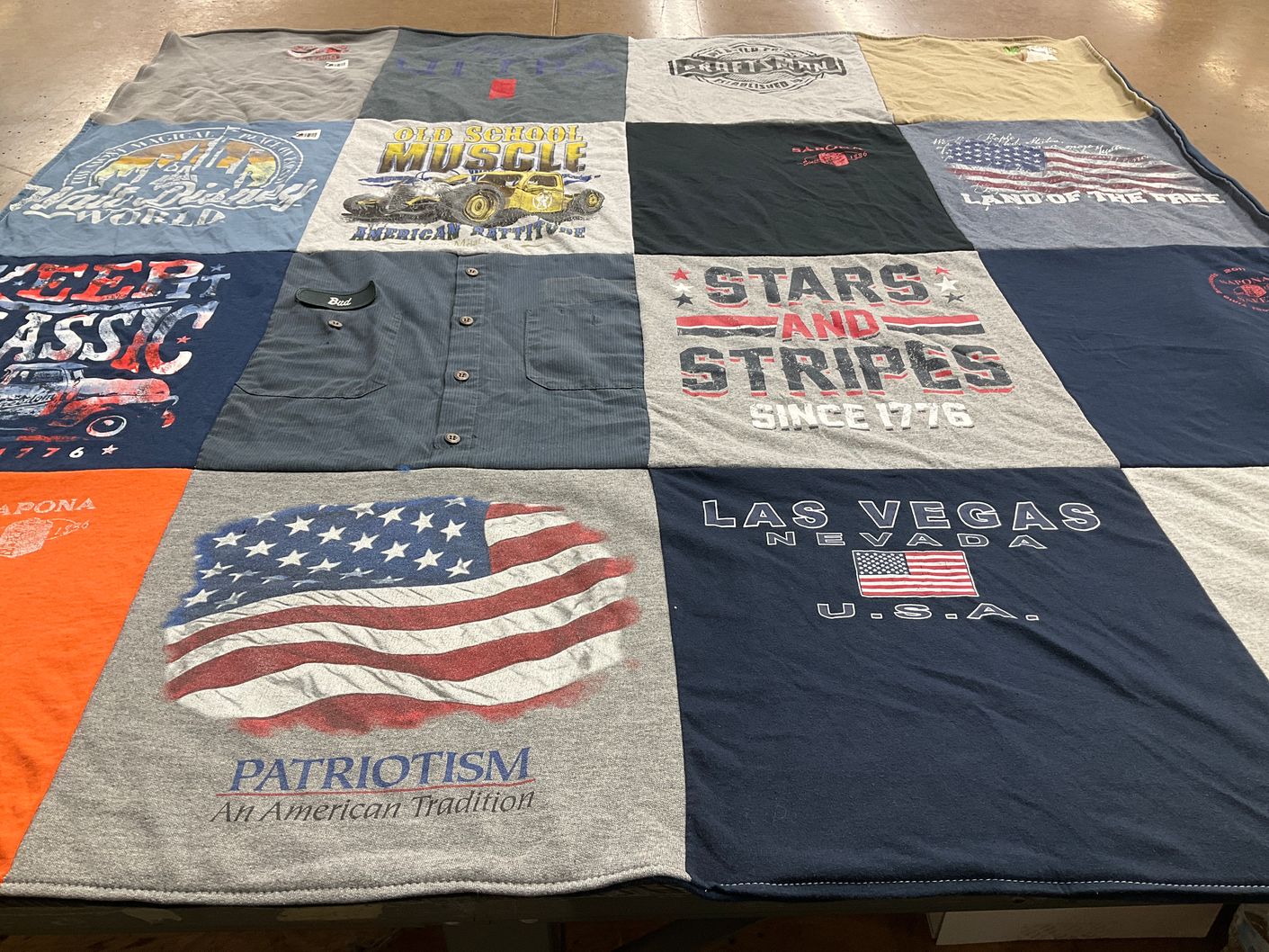 T-shirt quilt with cars, muscle cars themes by Amanda from NC