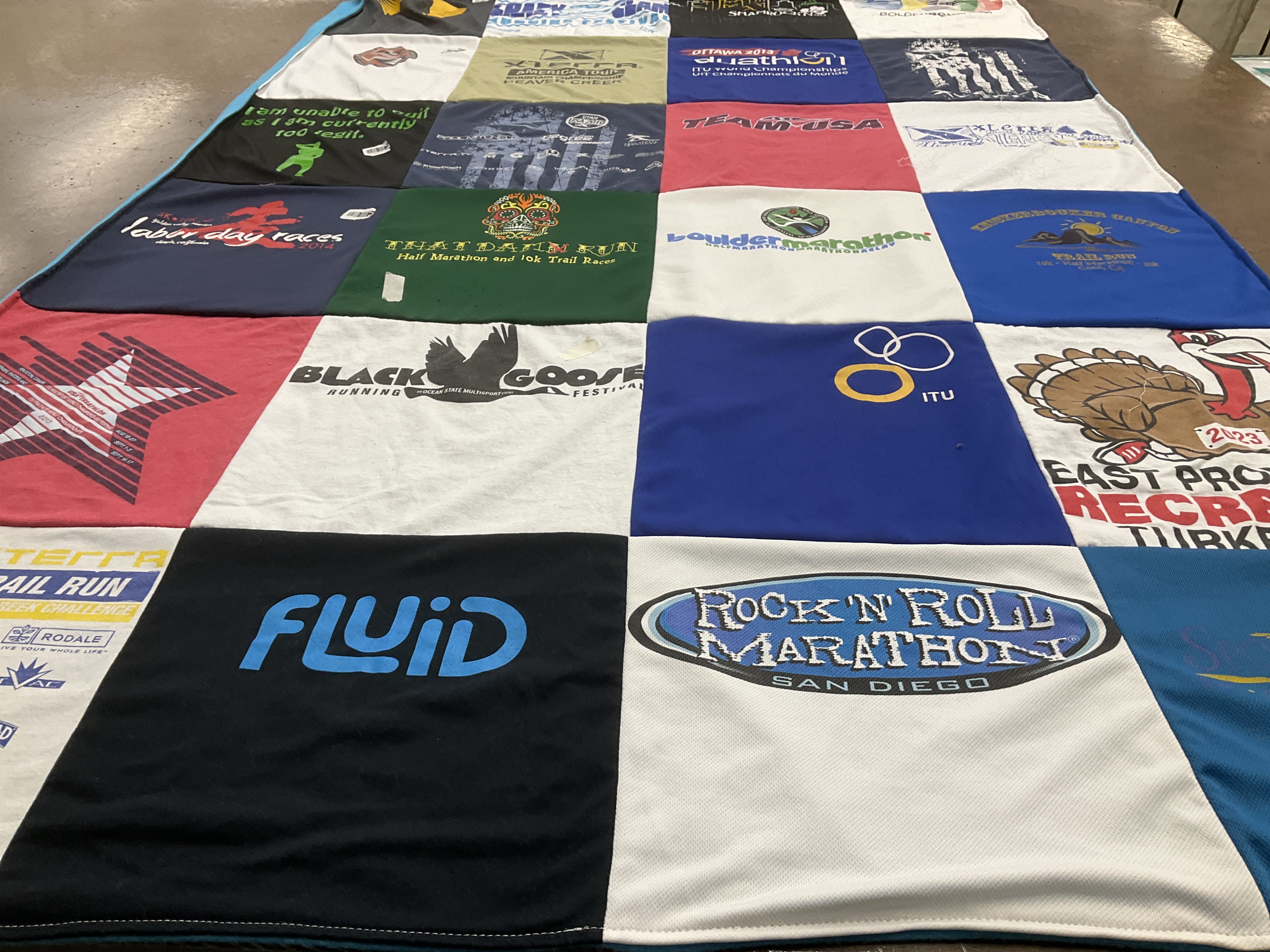 T-shirt quilt with running, marathons themes by Earth from RI