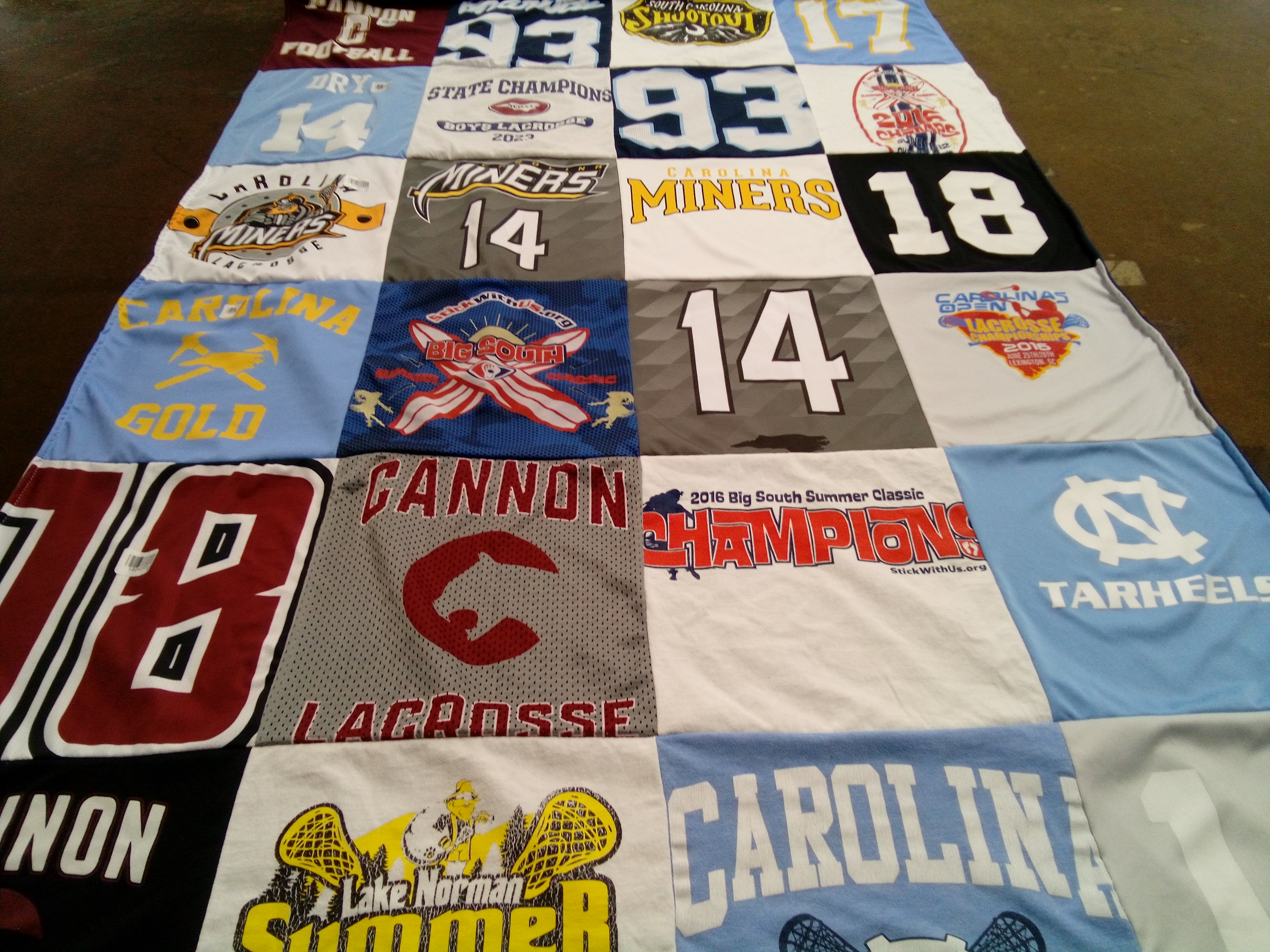 T-shirt quilt featuring carolina tarheels by Erin from NC