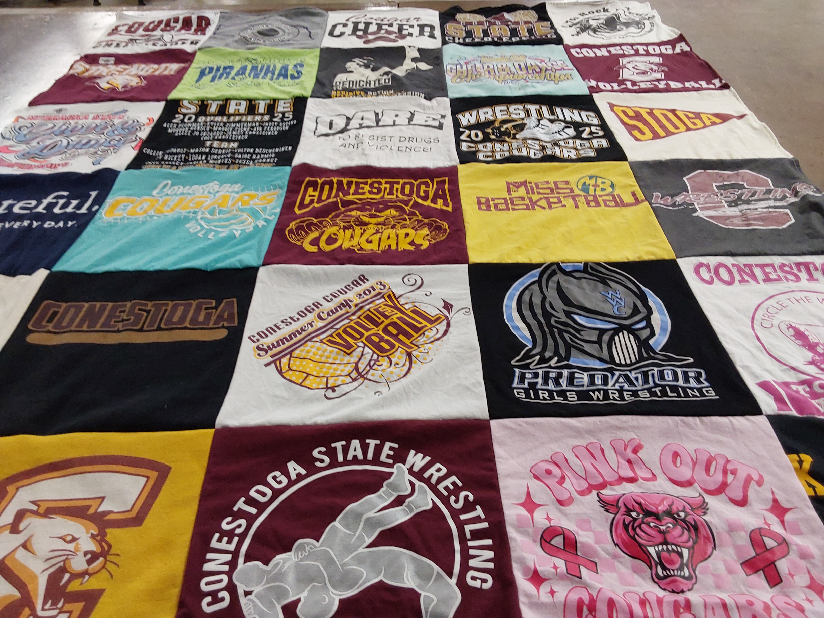 T-shirt quilt featuring conestoga cougars basketball, nebraska state cheer and dance by Brooklin from NE