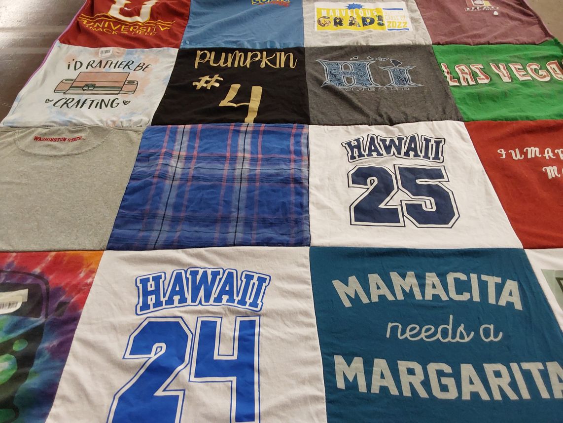 T-shirt quilt from hawaii university, washington state university by Deborah from WA