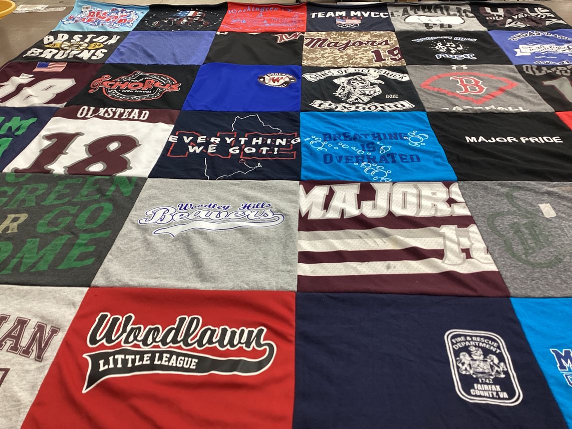 T-shirt quilt featuring boston bruins, woodlawn little league by Karen from VA