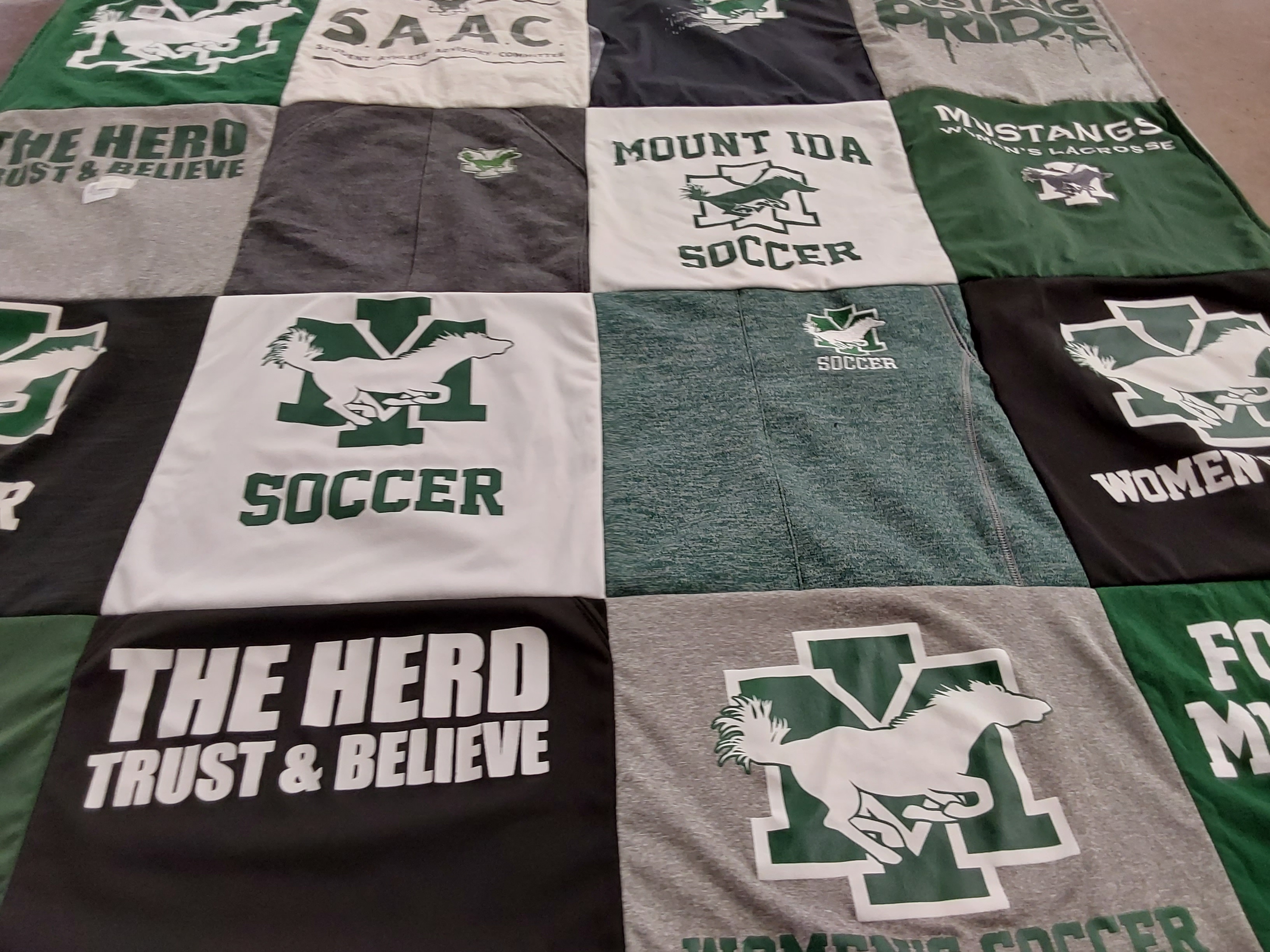 T-shirt quilt featuring mount ida college soccer, mount ida college women's soccer by Mikayla from NC