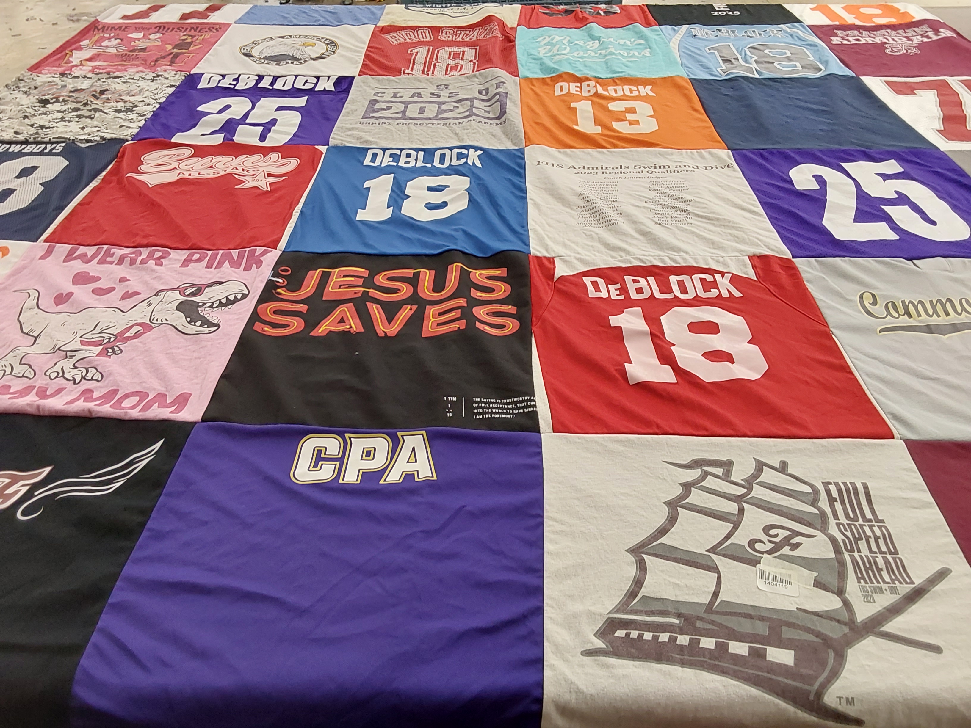T-shirt quilt from christian preparatory academy by Shannon from TN
