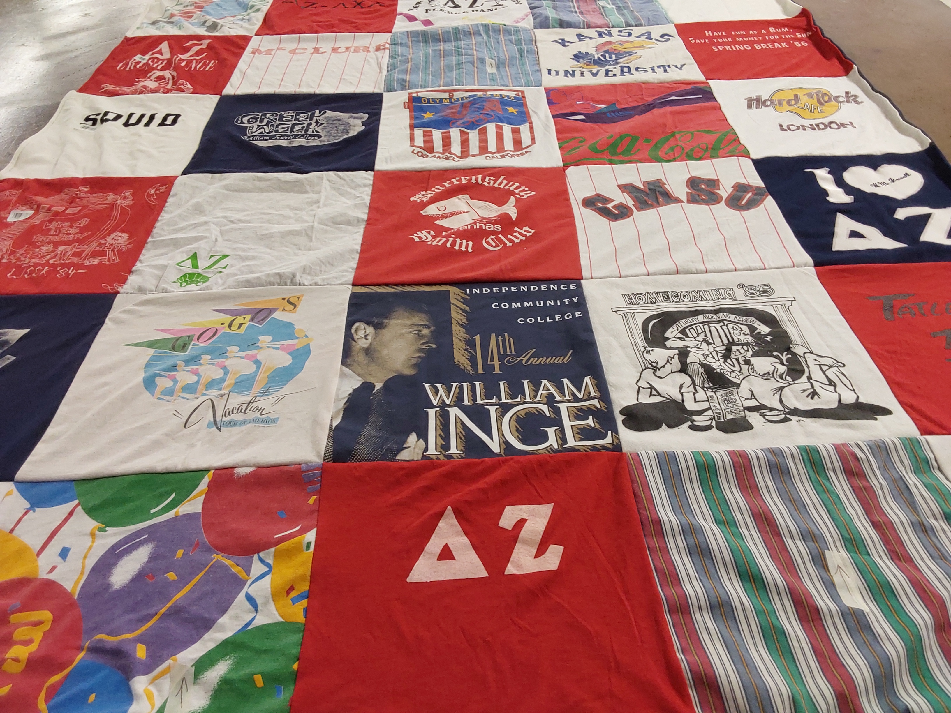 T-shirt quilt from kansas university, independence community college by Fritz from IA