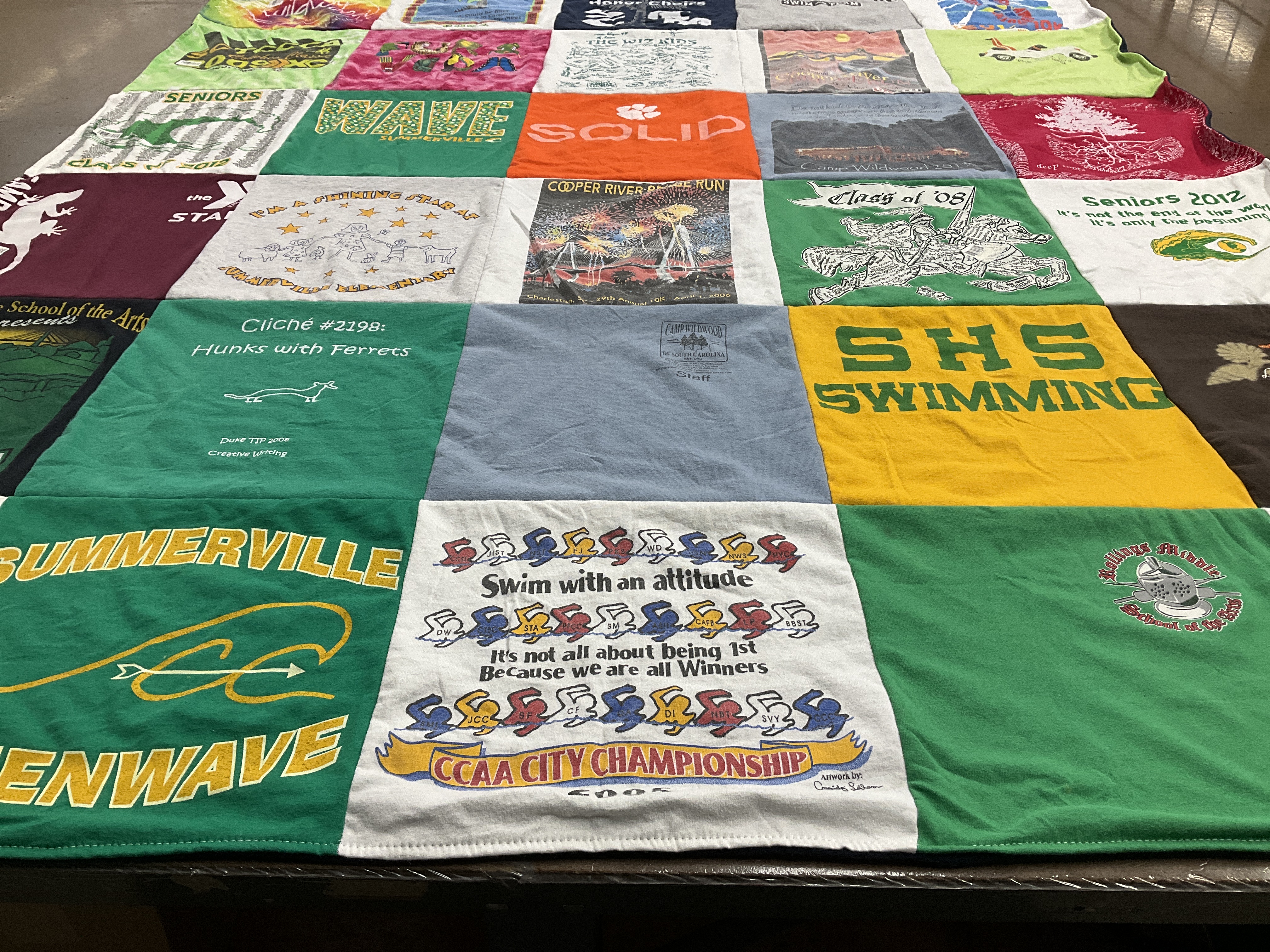 T-shirt quilt from summerville community college, summerville high school by Erik from SC