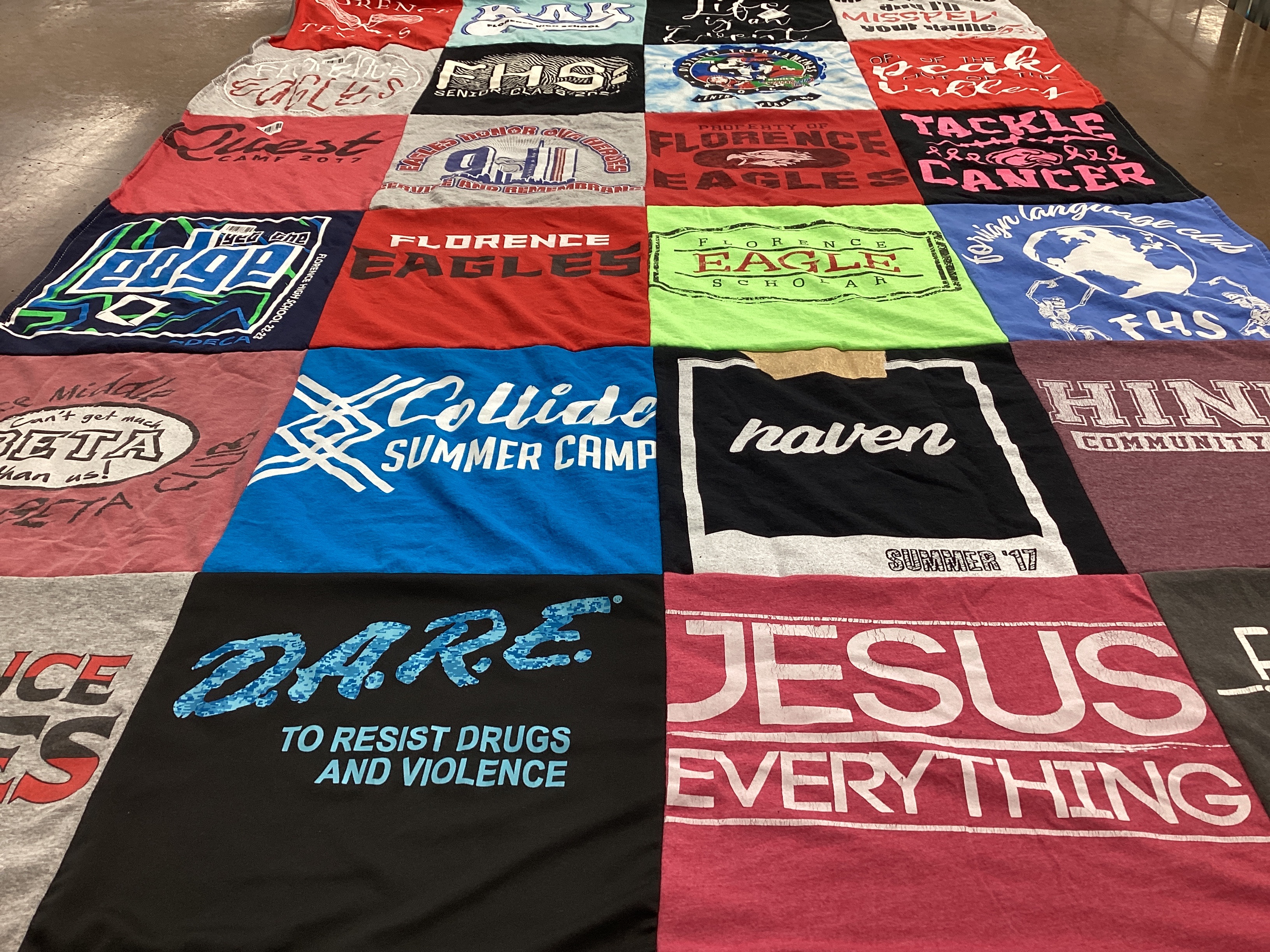 T-shirt quilt from florence high school by Monica from MS