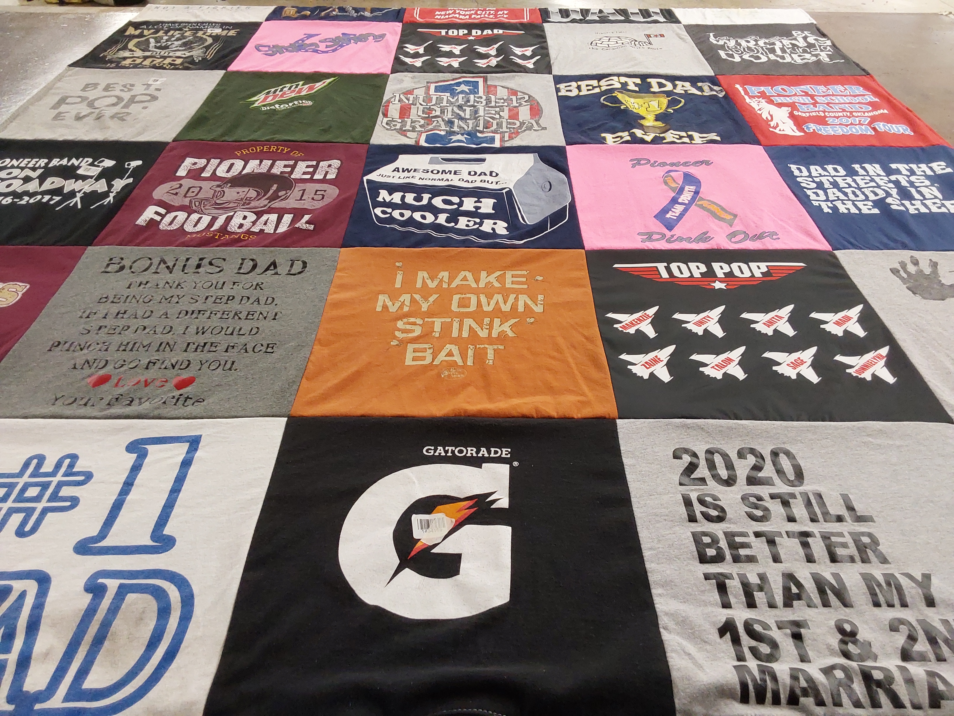 T-shirt quilt from pioneer high school by Amy from OK