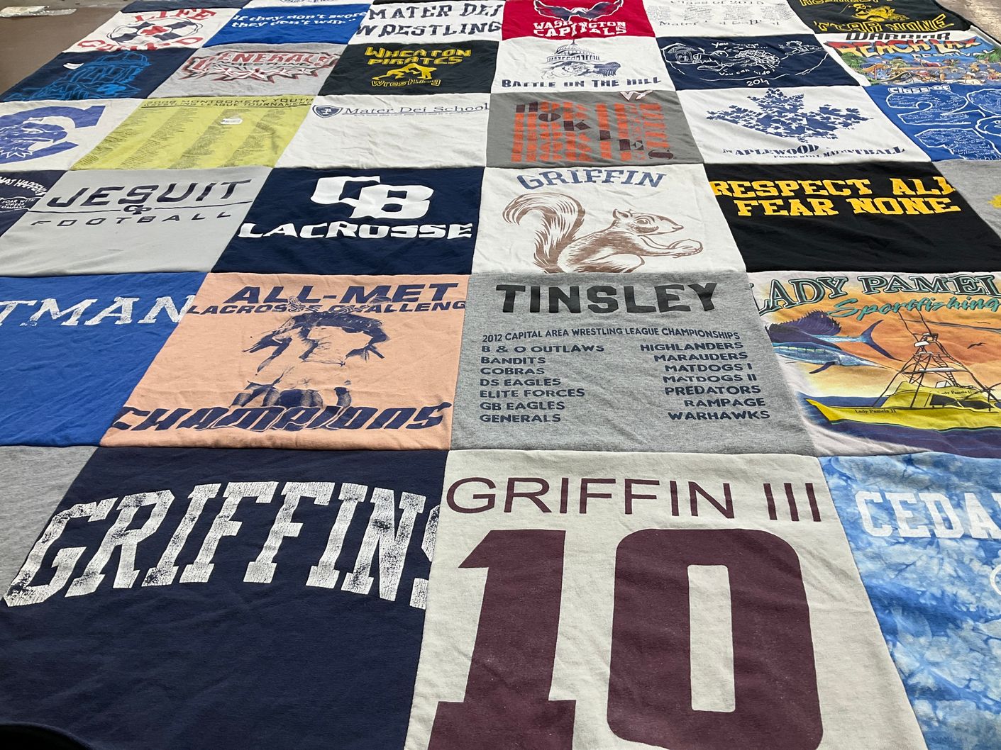 T-shirt quilt featuring capitals by Heather from MD