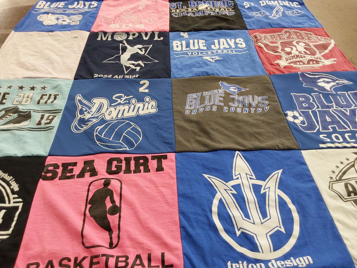 T-shirt quilt featuring blue jays by Robyn  from NJ