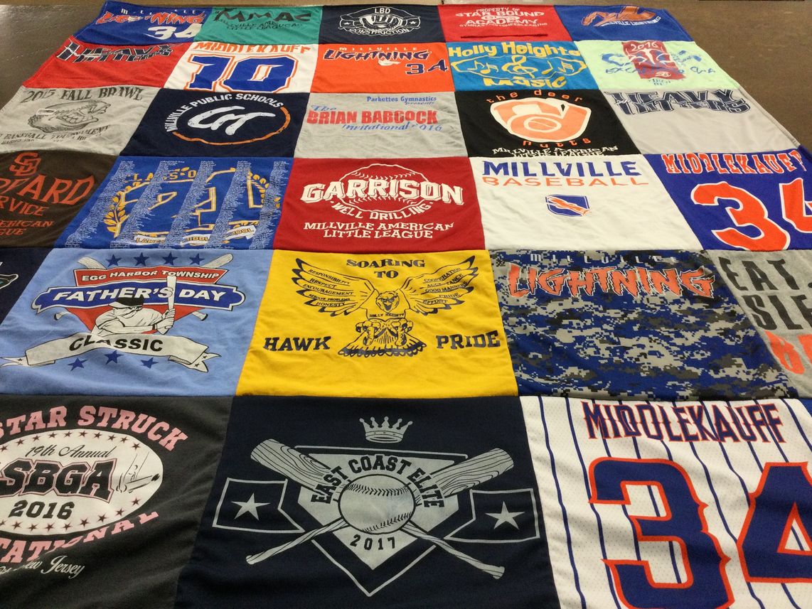 T-shirt quilt featuring millville baseball, millville by Amy from NJ