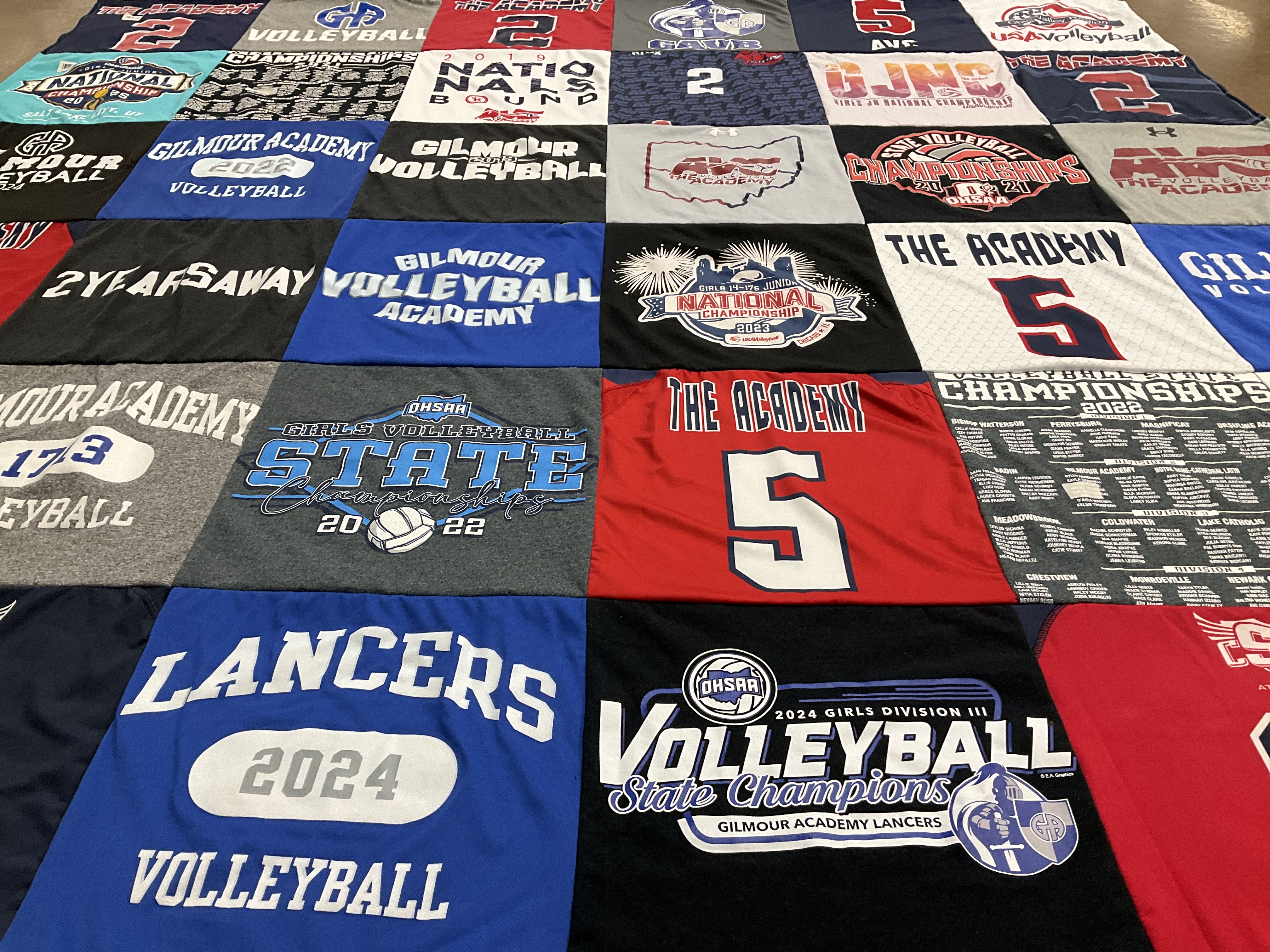 T-shirt quilt featuring gilmour academy, lancers by Joanne from OH