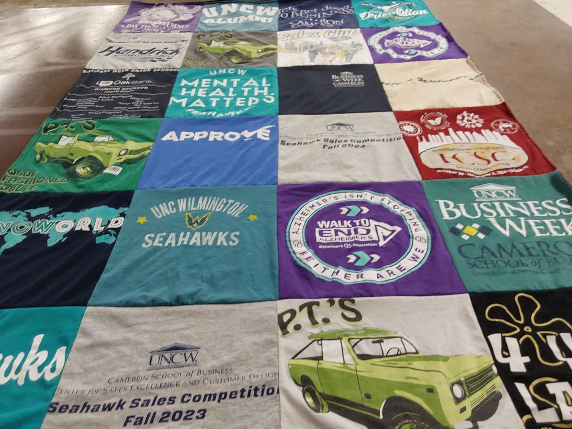 T-shirt quilt featuring unc wilmington seahawks by Nina from NC