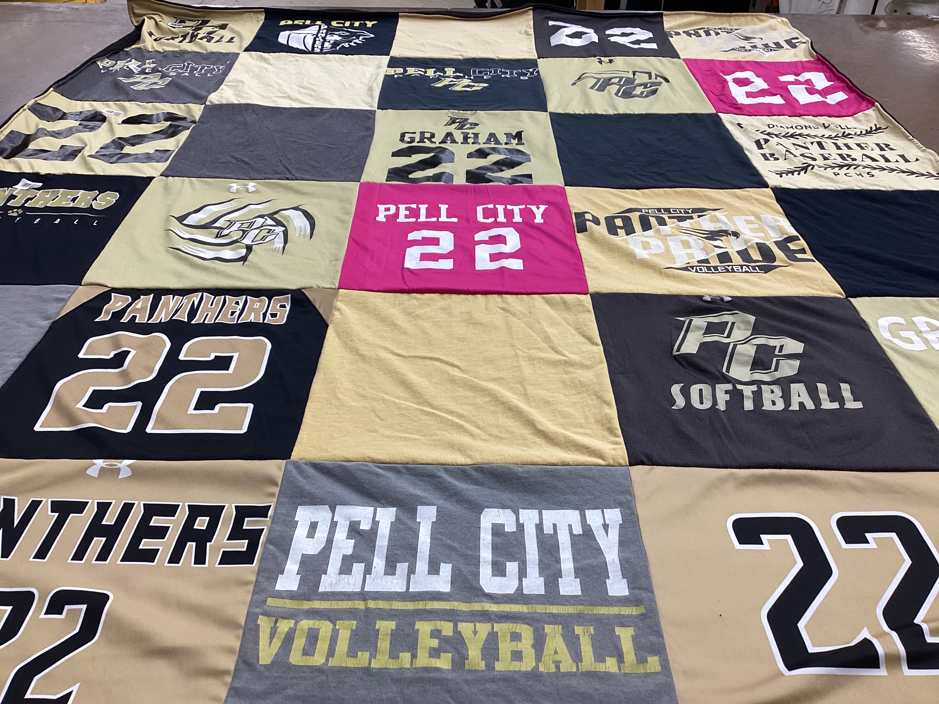 T-shirt quilt featuring pell city high school panthers by Robert from AL