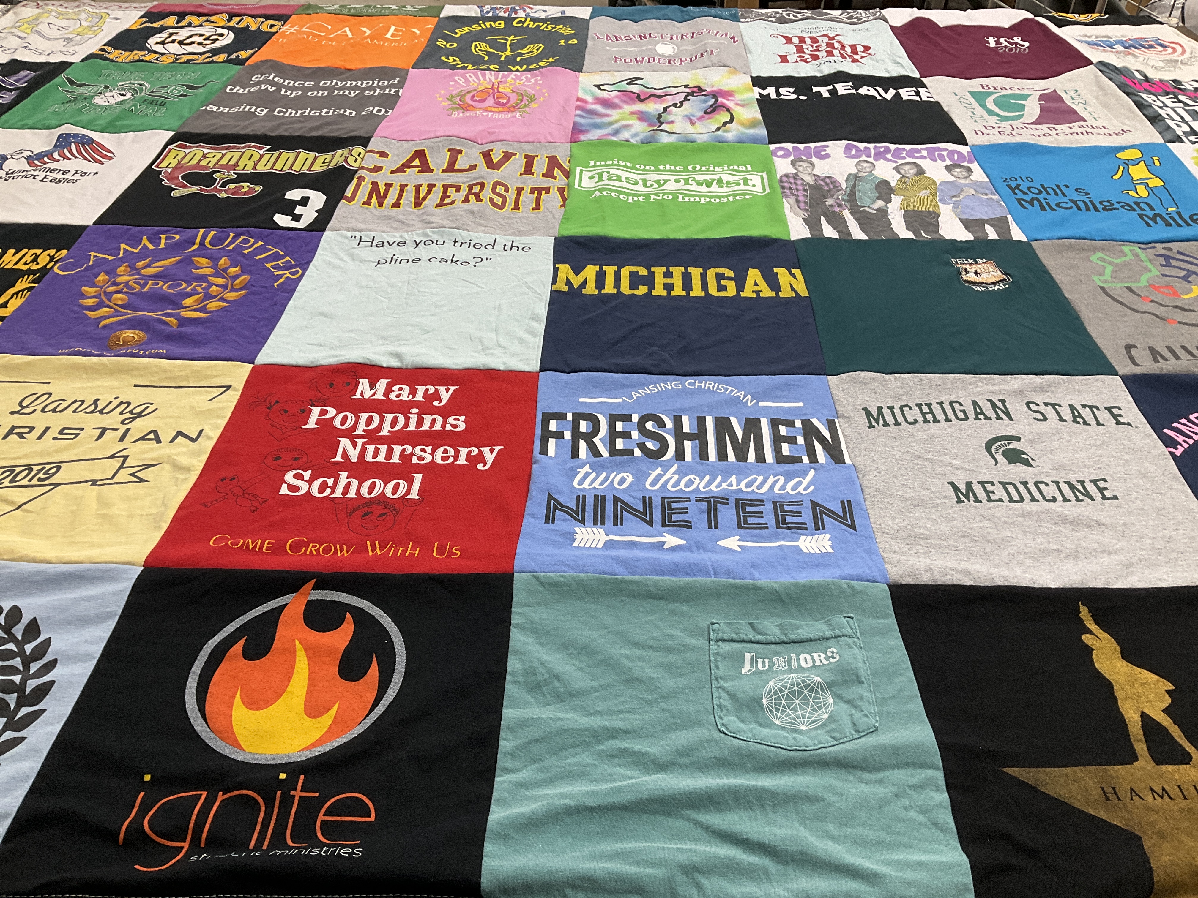 T-shirt quilt from calvin university, michigan state university by Beverlee  from MI