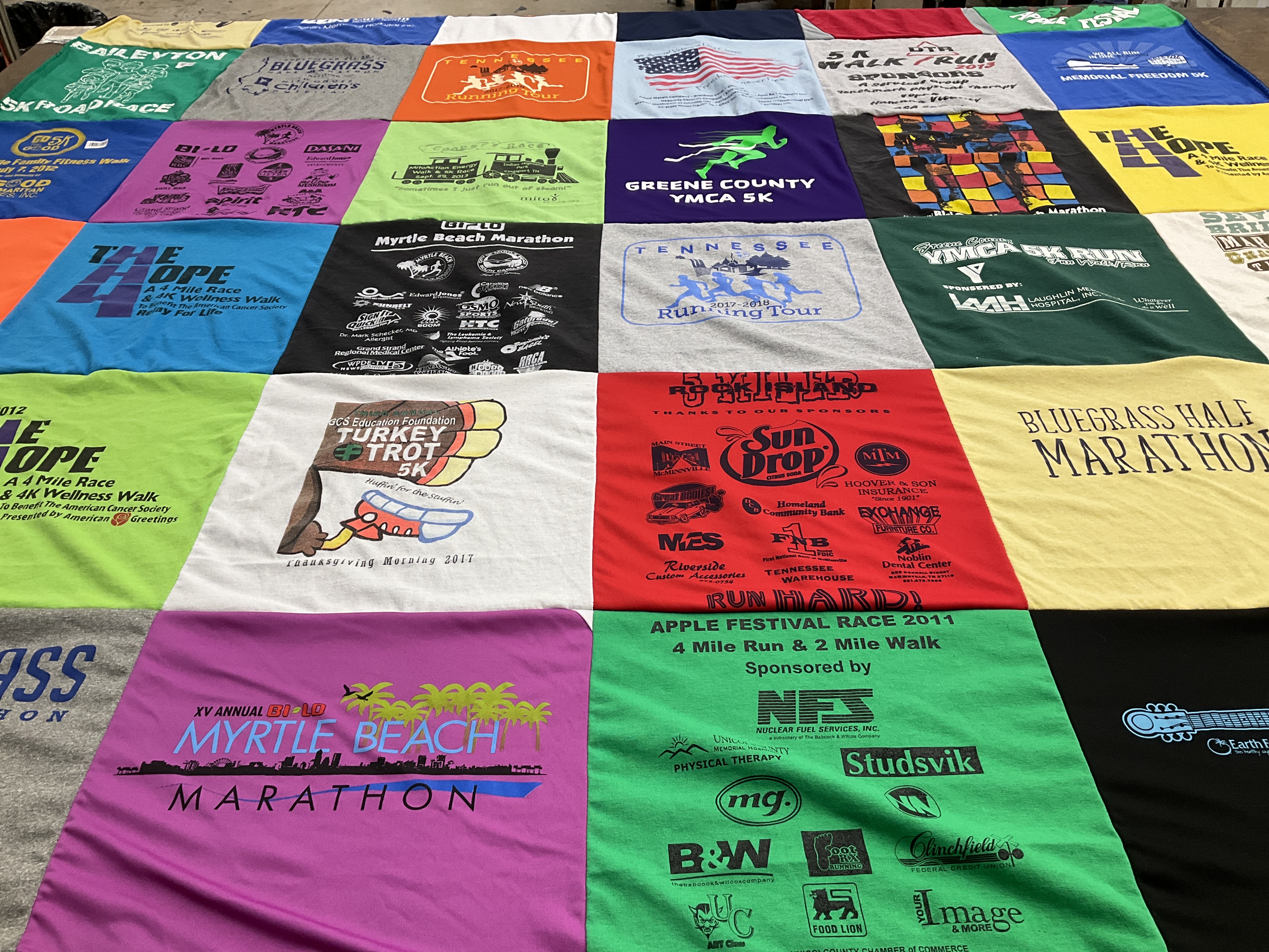 T-shirt quilt with running, health themes by Tamara from TN