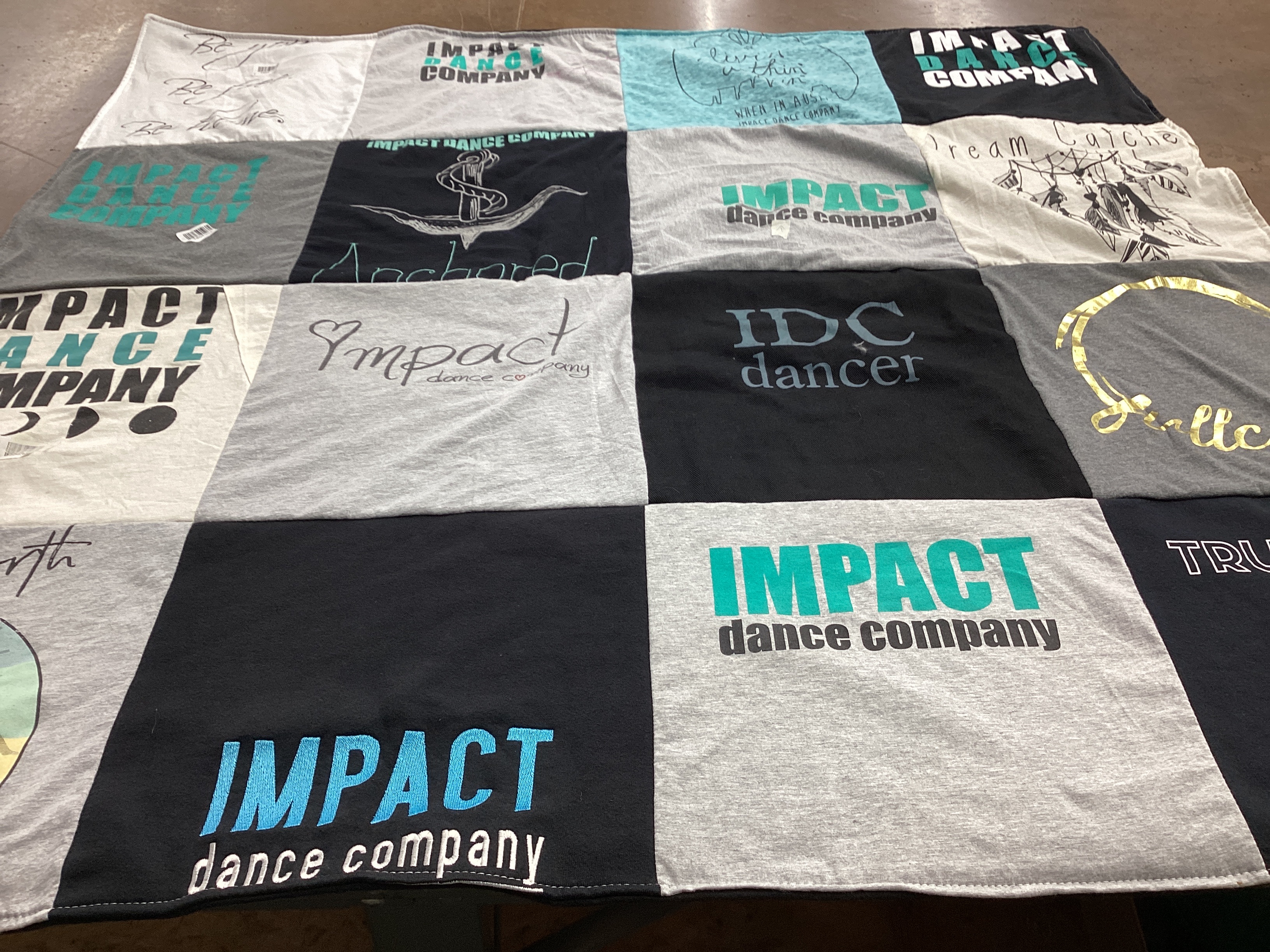 T-shirt quilt with dance, performance themes by Shelley from TX